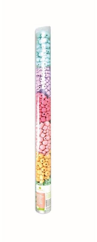 Sycomore Drevené korálky v tube pastelové 60 cm