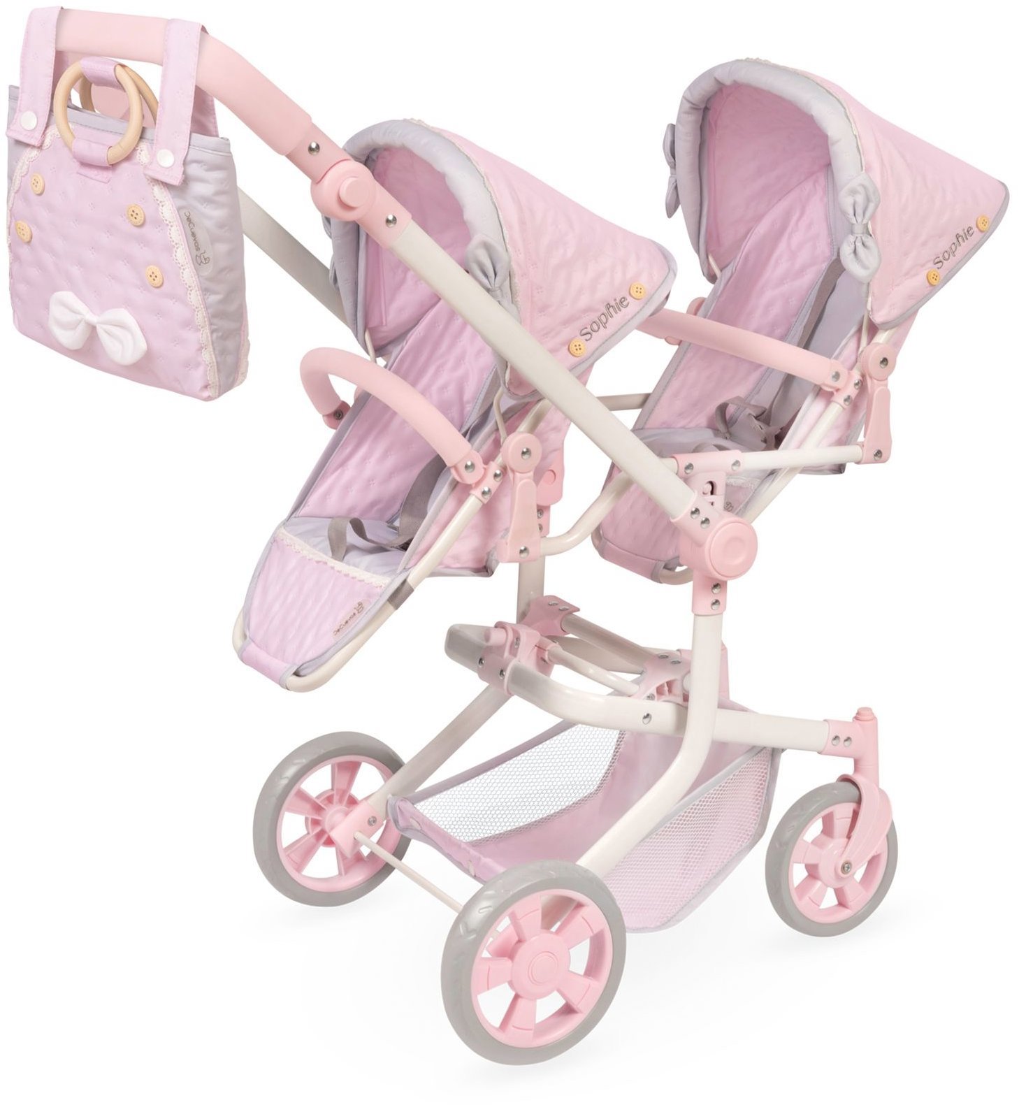 DeCuevas 90875 Skladací kočík pre dvojčatá bábiky s taškou Sophie 2025 – 91 cm