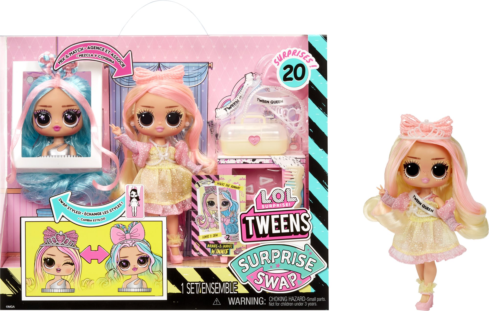 L.O.L. Surprise! Swap Tweens bábika a mini Tweens česacia hlava – Winnie