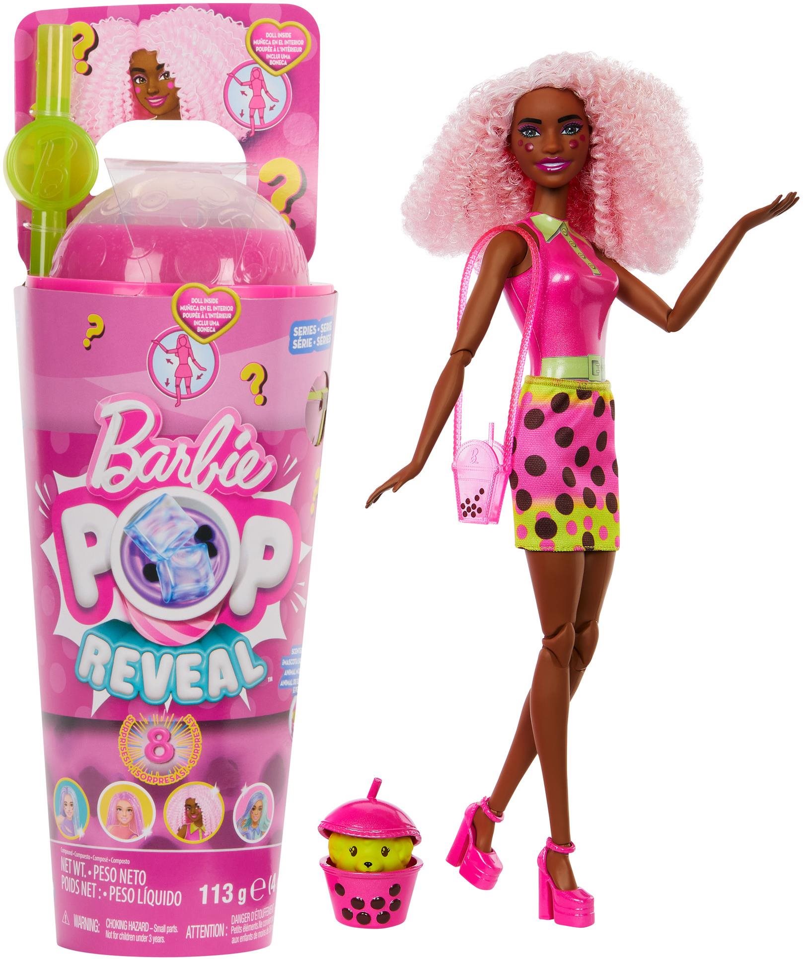 Barbie Pop Reveal Barbie bubble tea – Ovocné potešenie s doplnkami a 8 prekvapení, voňavé