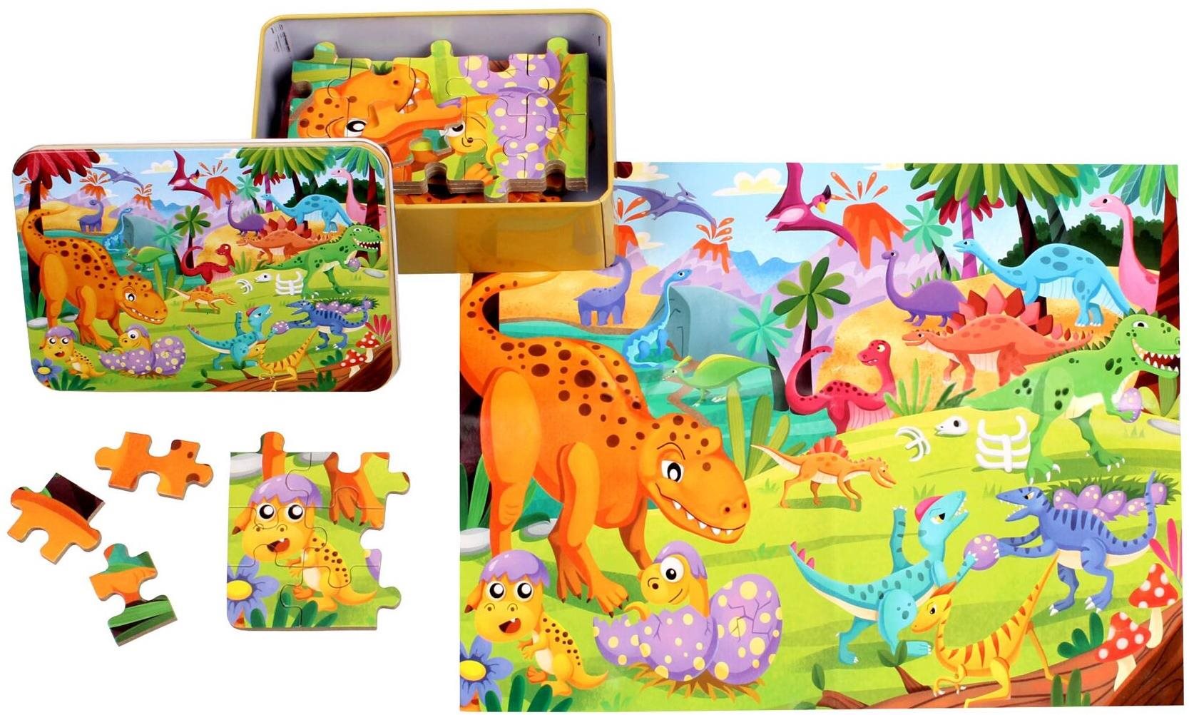 Merco Puzzle Dinosaurus 100 dielikov, multipack 2 balenia