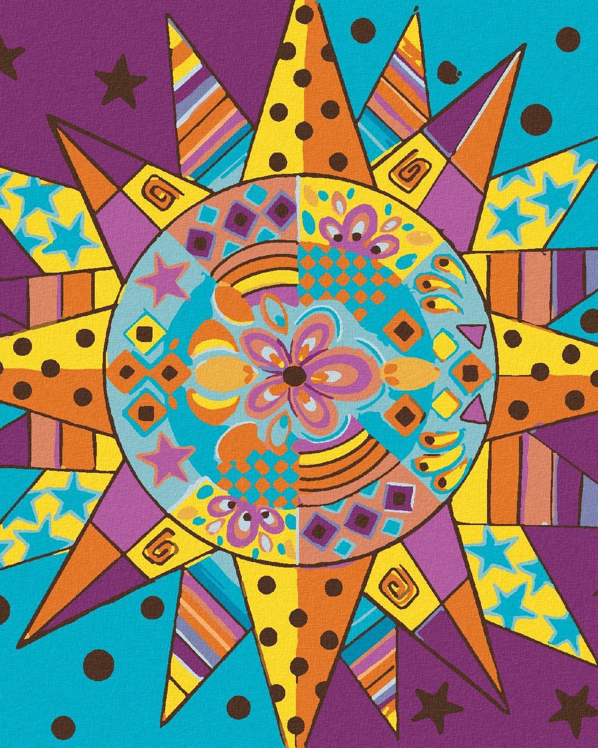 Zuty – Maľovanie Podľa Čísel – Slnko 2 (Jonna James), 80 × 100 cm, Plátno + Rám