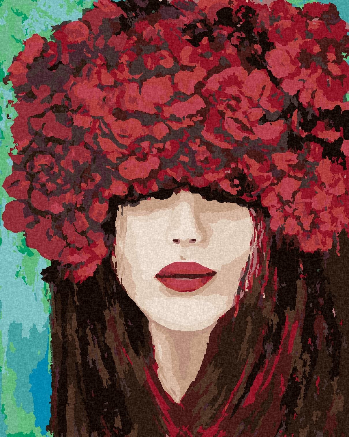 Zuty – Maľovanie Podľa Čísel – Tvár S Červenými Ružami, 40 × 50 cm, Plátno
