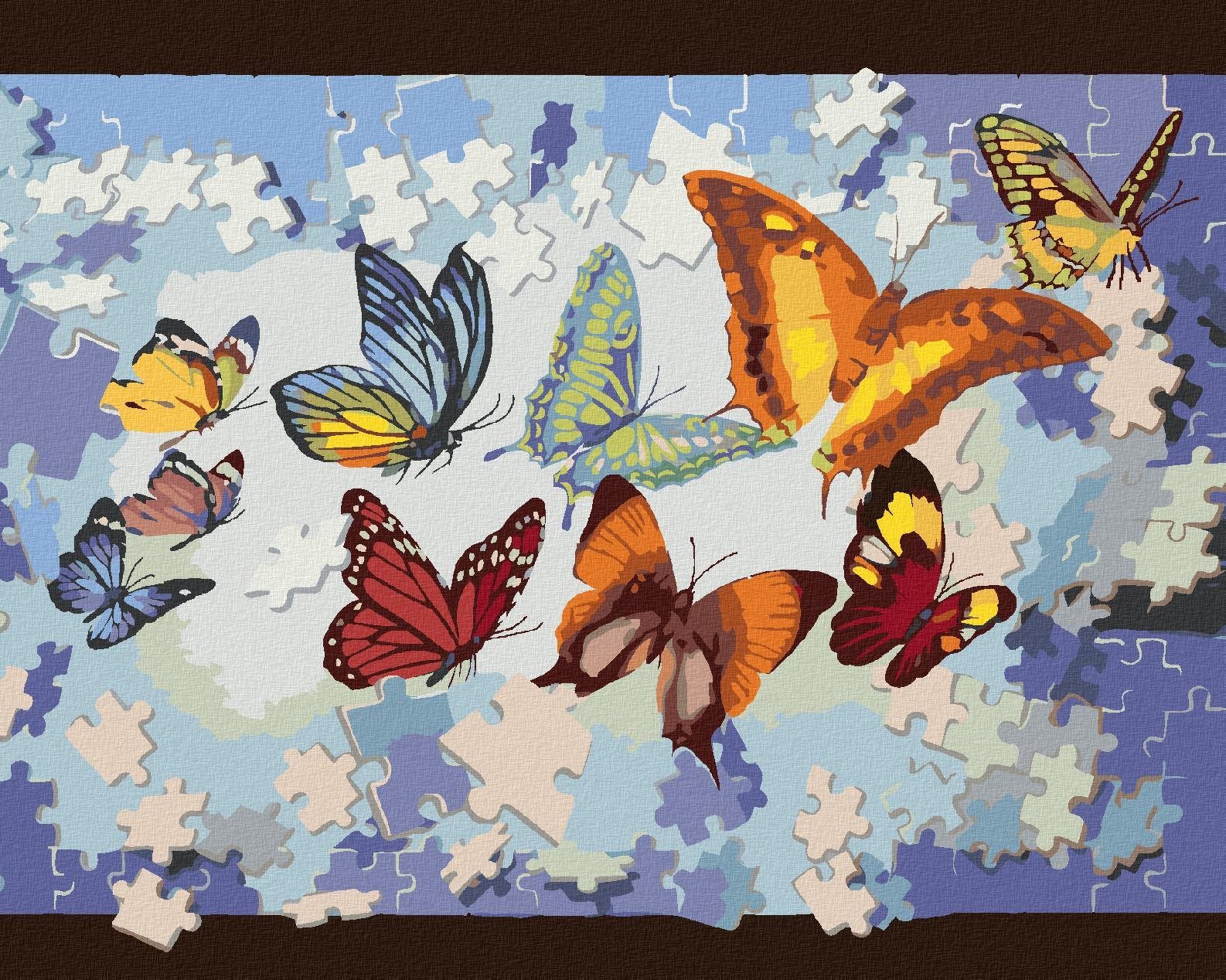 Zuty – Maľovanie Podľa Čísel – Puzzle A Motýle (D. Rusty Rust), 40 × 50 cm, Plátno + Rám