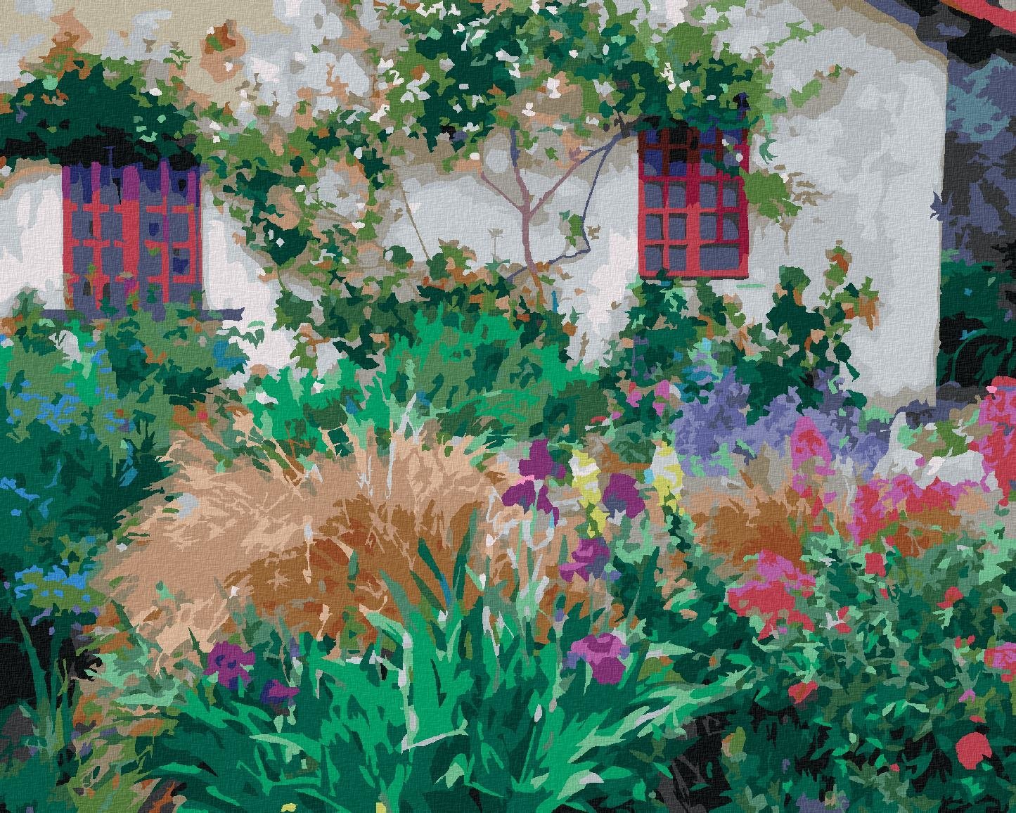 Zuty – Maľovanie Podľa Čísel – Kvetiny Pri Dome (Dennis Frates), 40 × 50 cm, Plátno + Rám