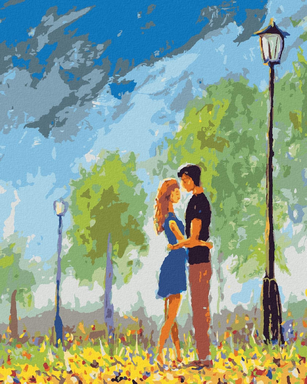 Zuty - Maľovanie podľa čísel - Bozk v parku, 80 × 100 cm, plátno + rám