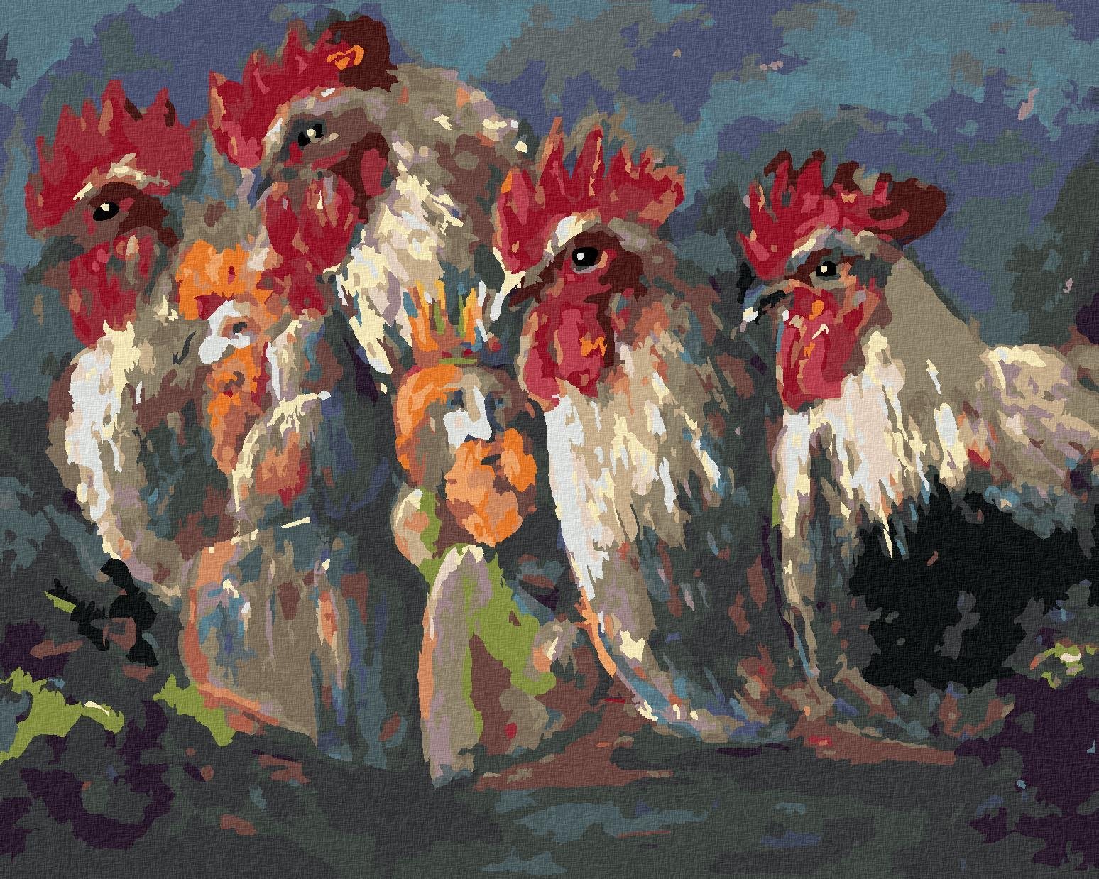 Zuty – Maľovanie Podľa Čísel – Kohúty, 40 × 50 cm, Plátno