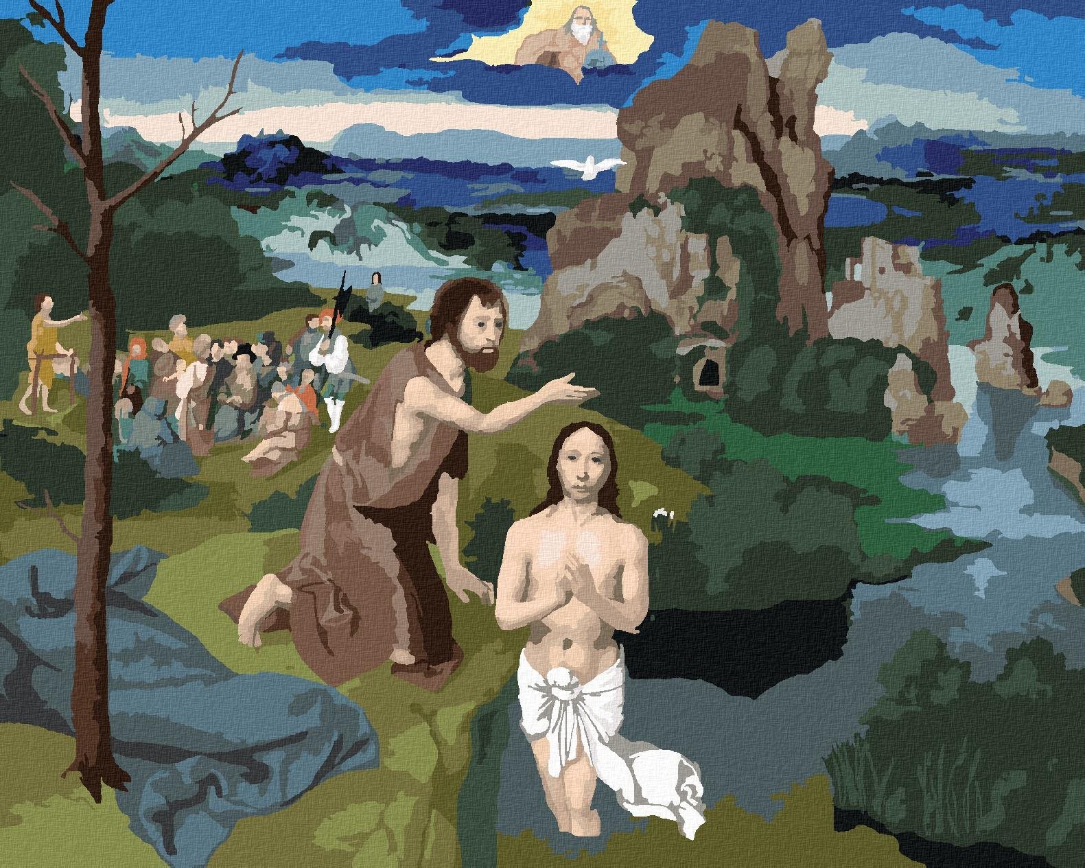 Zuty – Maľovanie Podľa Čísel – Kristov Krst (Joachim Patinir), 80 × 100 cm, Plátno