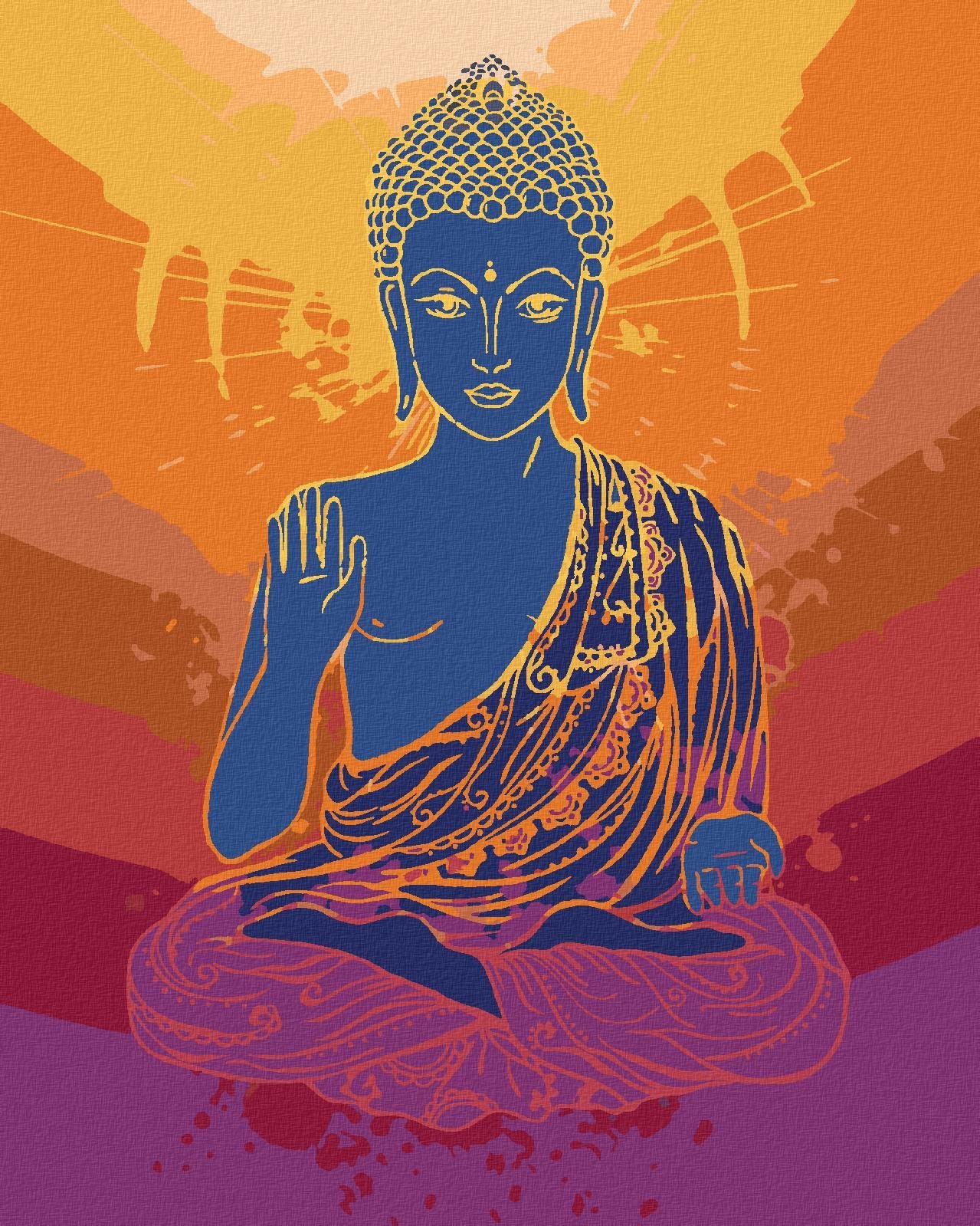 Zuty – Maľovanie Podľa Čísel – Budha Na Oranžovom Pozadí, 80 × 100 cm, Plátno + Rám