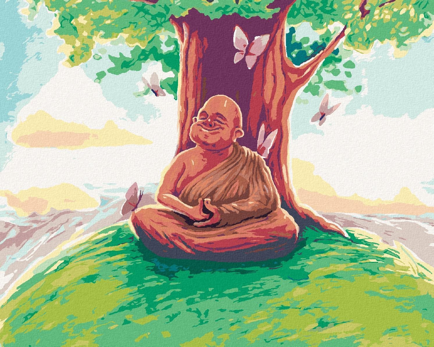 Zuty – Maľovanie Podľa Čísel – Budha Sediaci Pod Stromom Umenia, 80 × 100 cm, Plátno + Rám