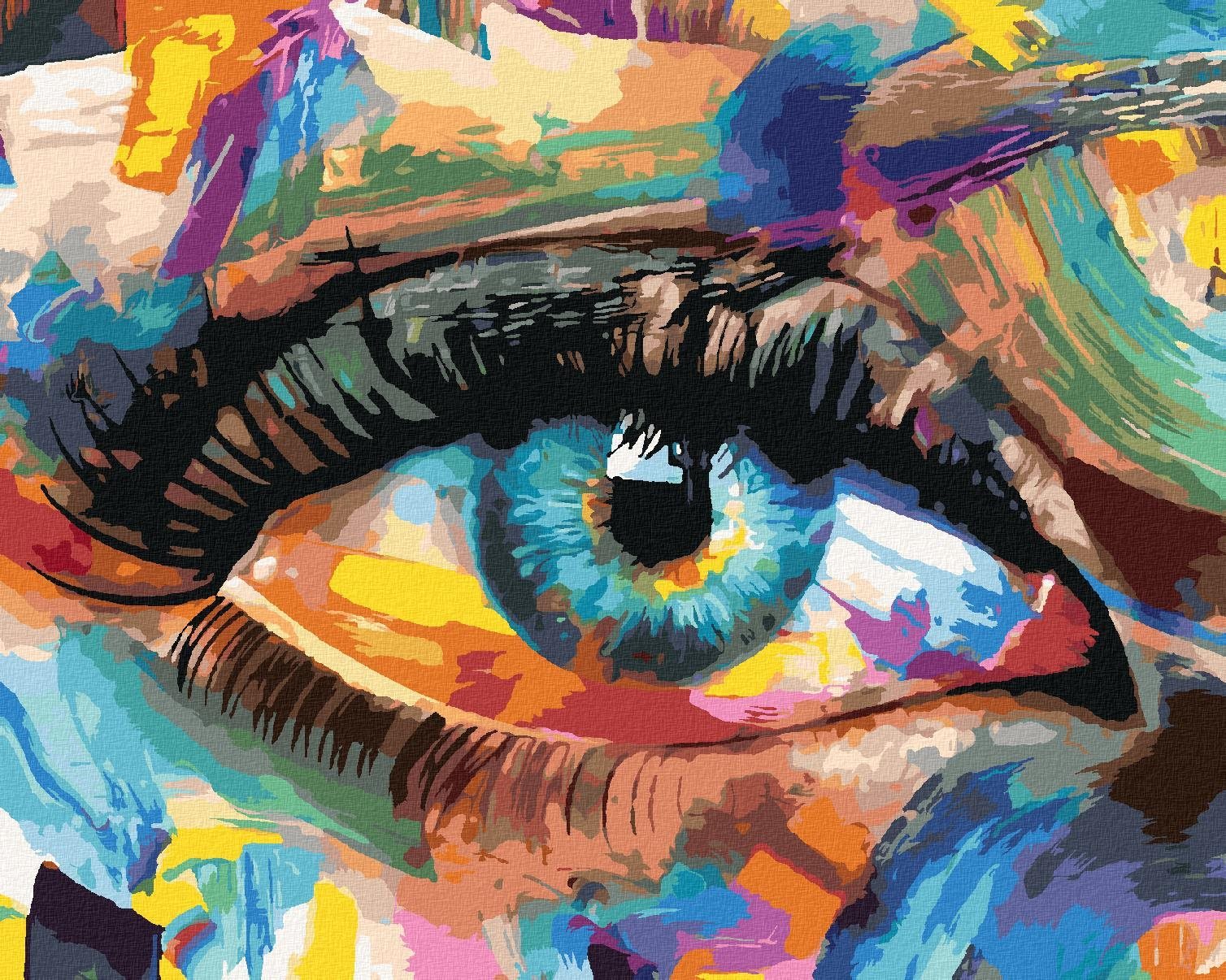 Zuty – Maľovanie Podľa Čísel – Farebné Maľované Oko, 80 × 100 cm, Plátno + Rám