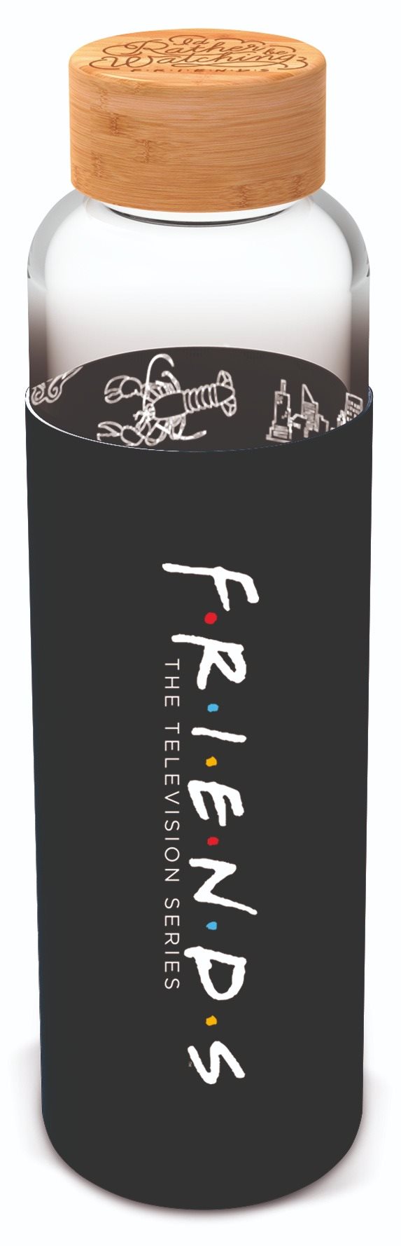 Sklenená fľaša s návlekom 585 ml, Priatelia