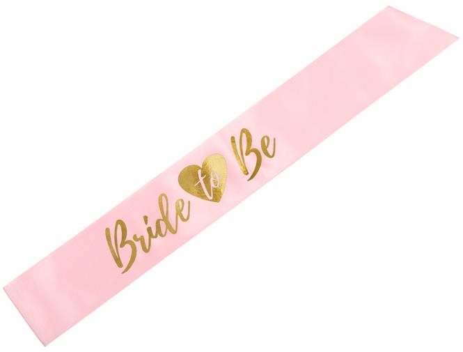 Párty šerpa Bride To Be, ružová so zlatým nápisom