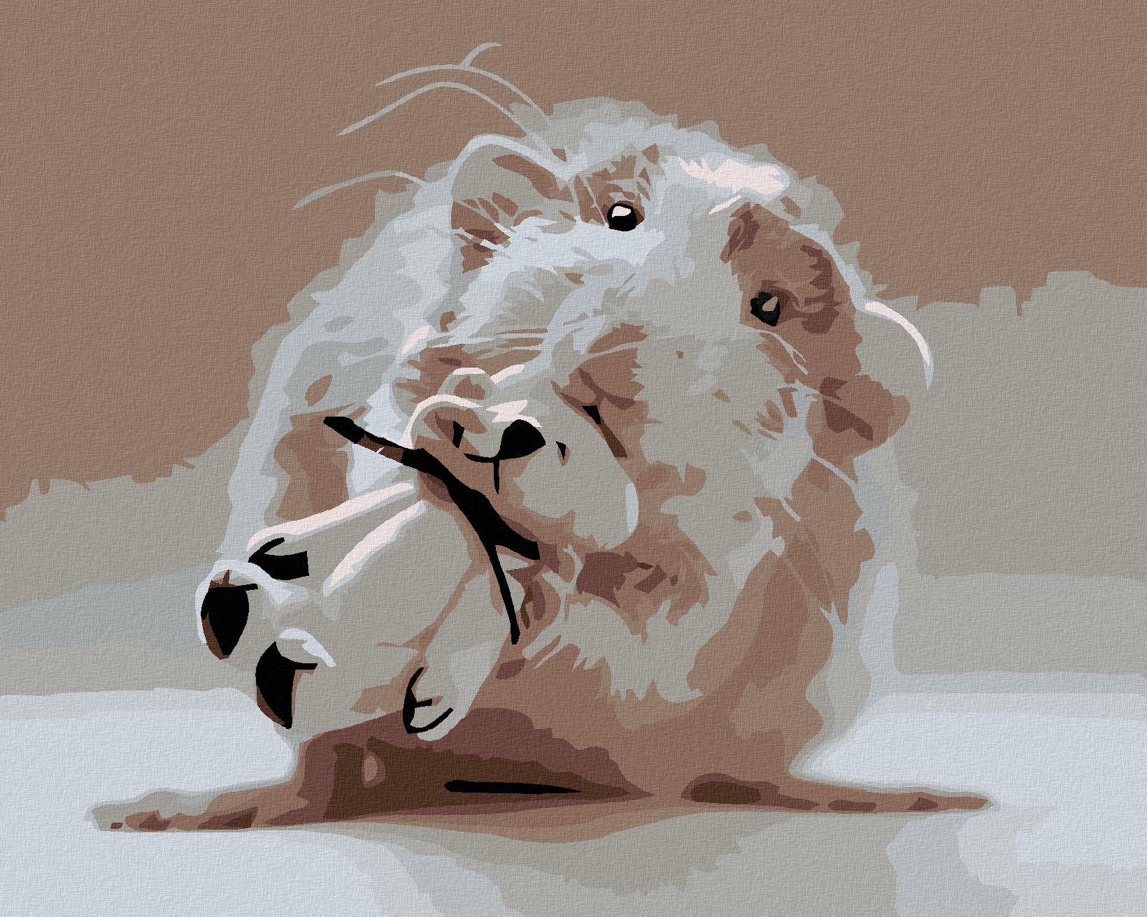 Maovanie podľa čísel - Myška s bielym medveďom, 50 x 40 cm, bez rámu a napnutého plátna
