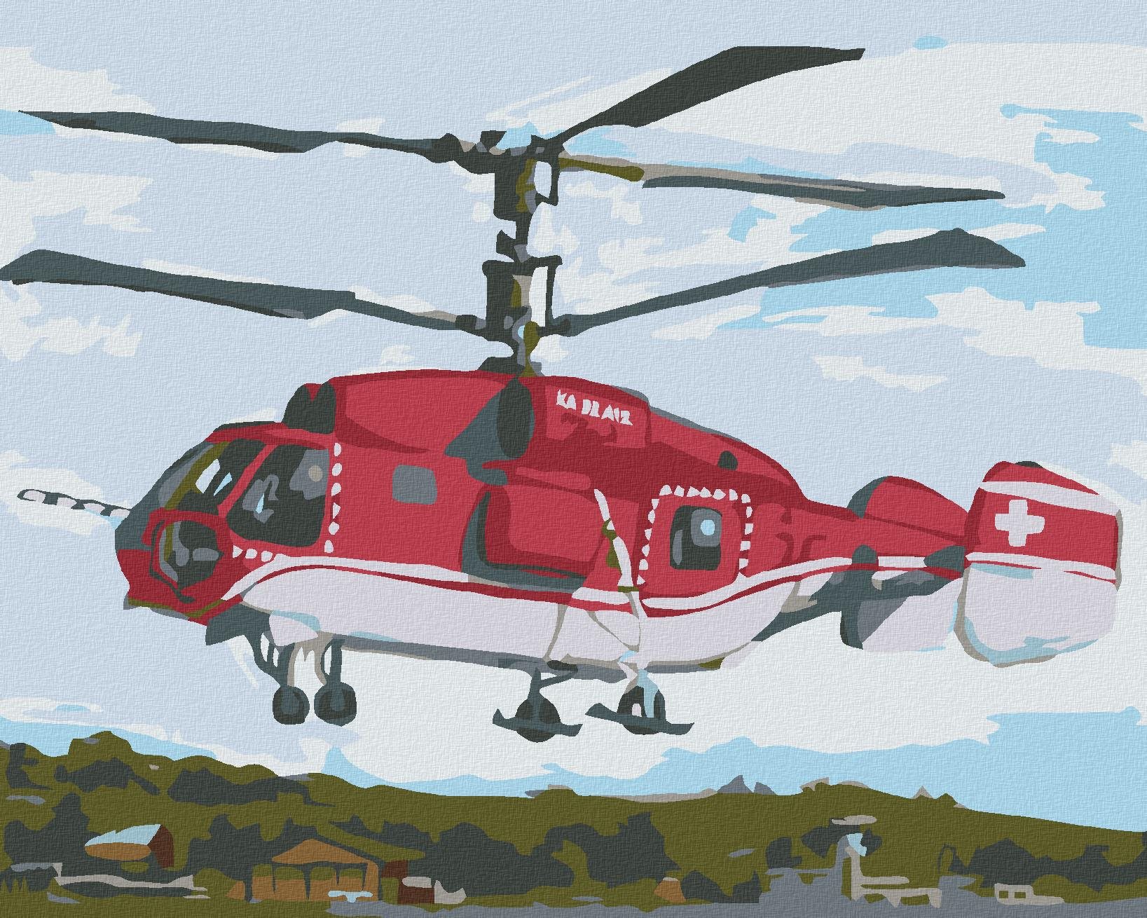 Maľovanie podľa čísel - Záchranárský vrtuľník, 50 x 40 cm, napnuté plátno na ráme