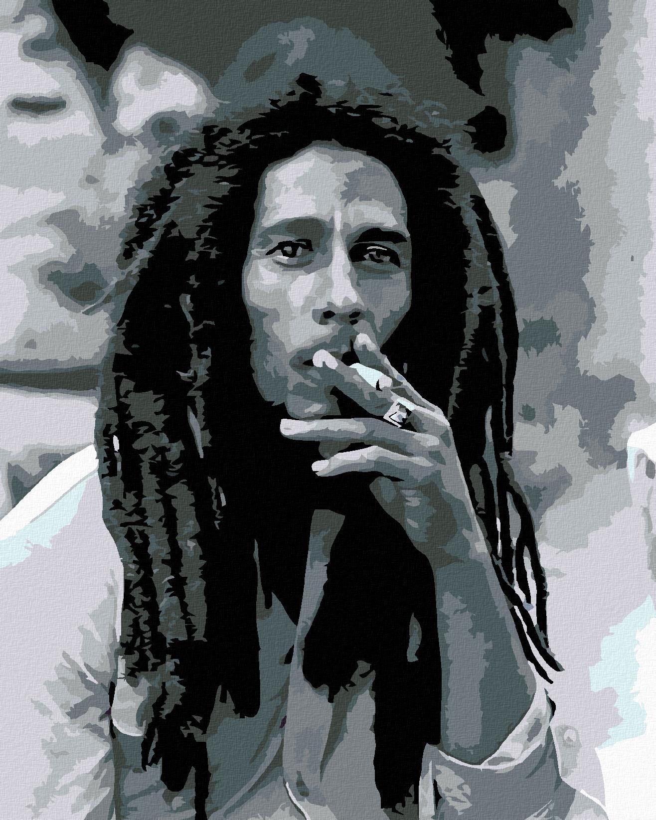 Maľovanie podľa čísel – Fajčiaci Bob Marley, 80 × 100 cm, bez rámu a bez napnutého plátna