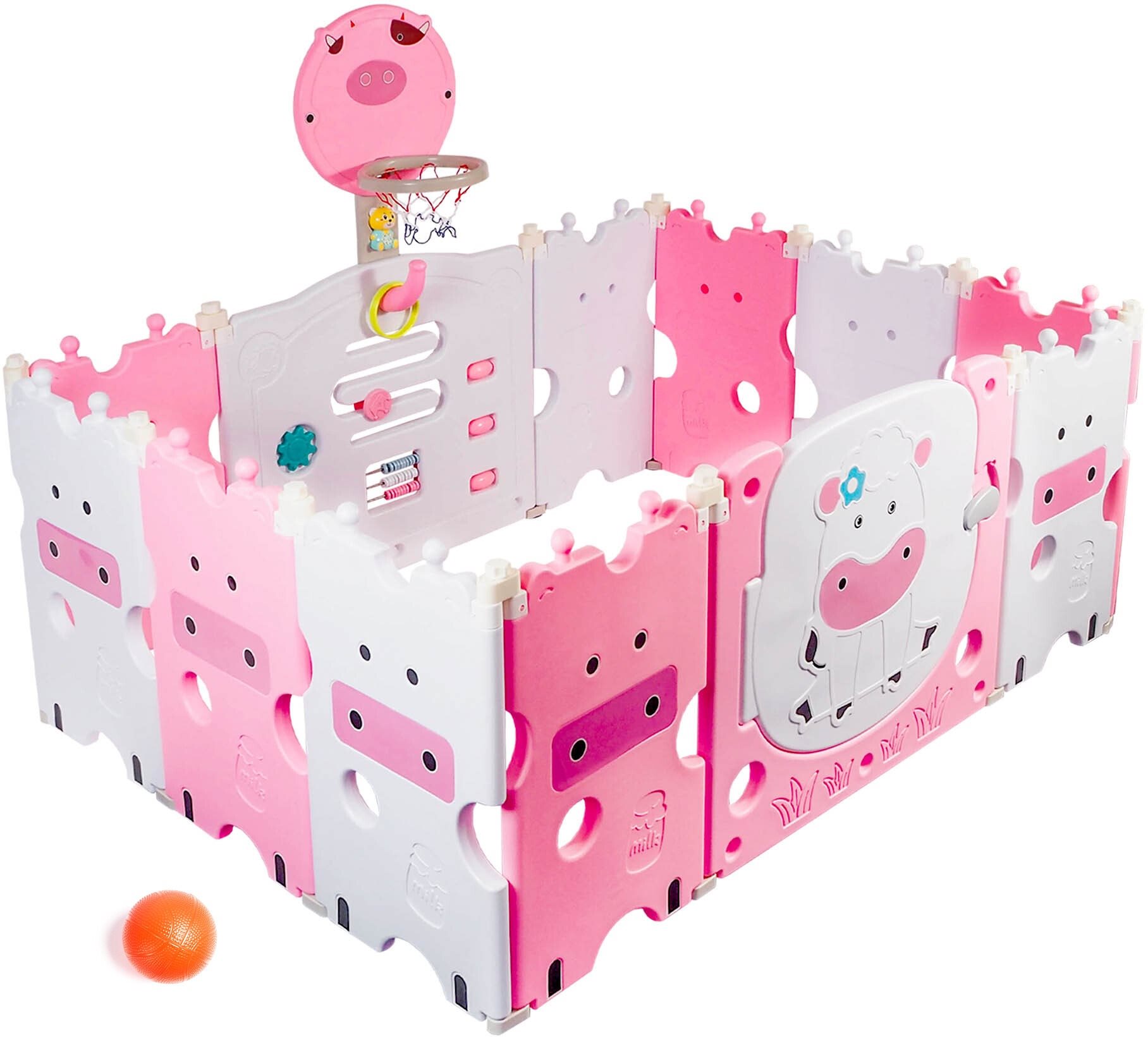 AGA4KIDS Detská ohrádka 118 × 150 × 64 cm ružová