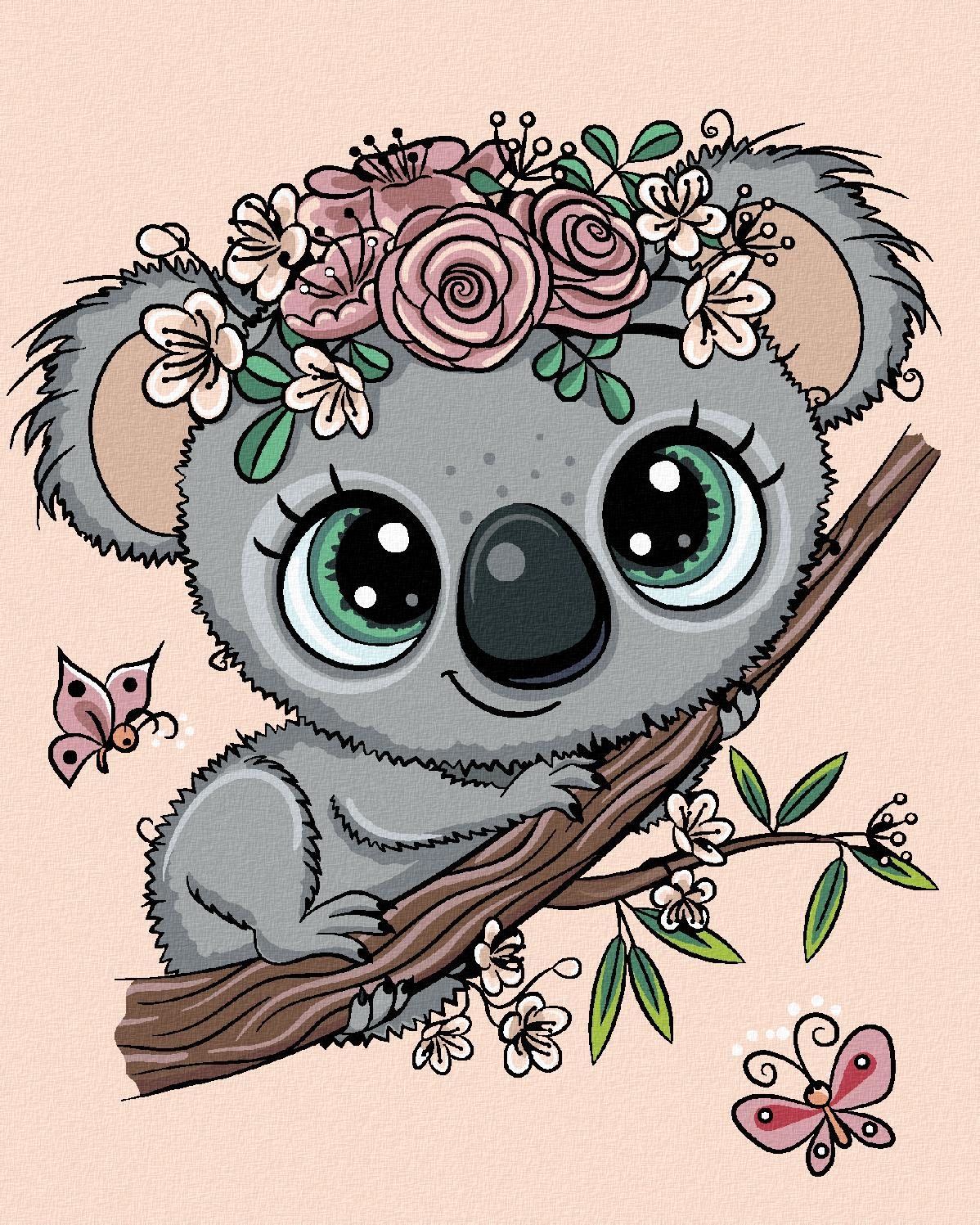 Diamondi – Diamantové maľovanie – ROZTOMILÁ KOALA NA KONÁRI, 40 × 50 cm, bez rámu a bez vypnutia plátna