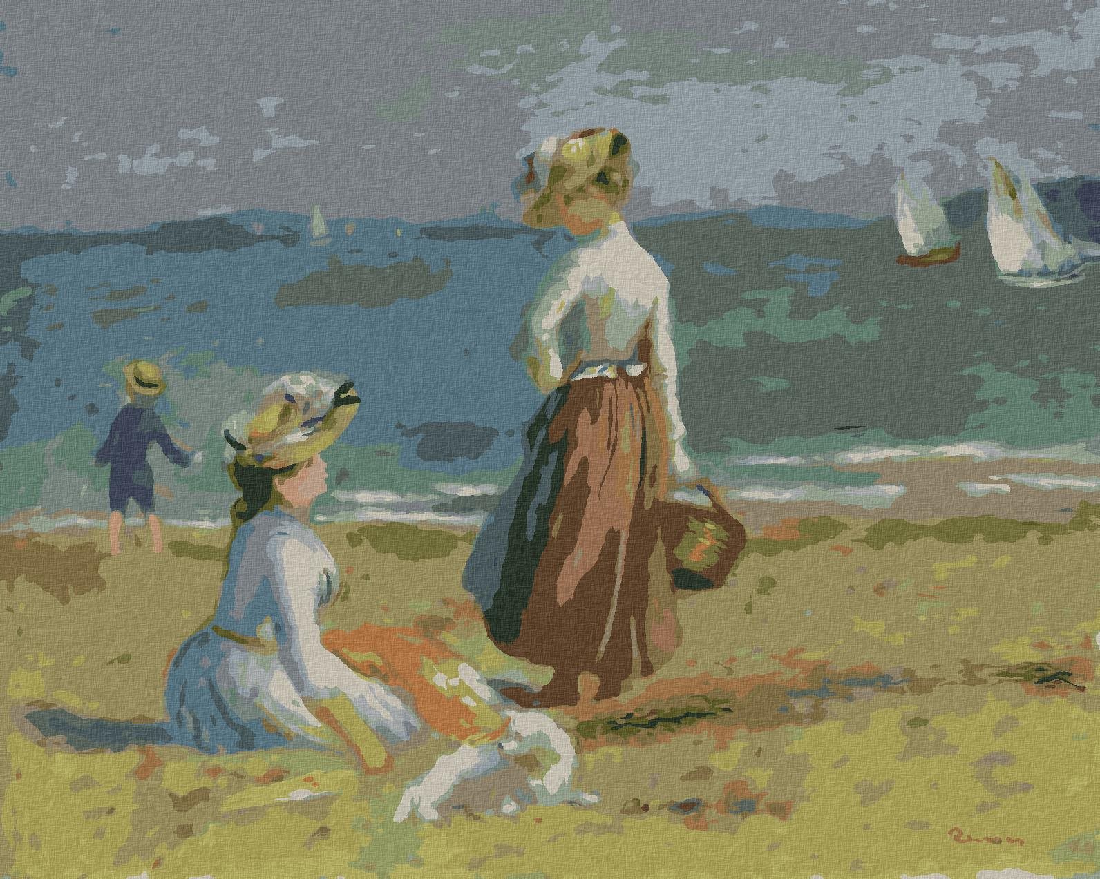 Diamondi – Diamantové maľovanie – POSTAVY NA PLÁŽI (A. RENOIR), 40 × 50 cm, bez rámu a bez vypnutia plátna