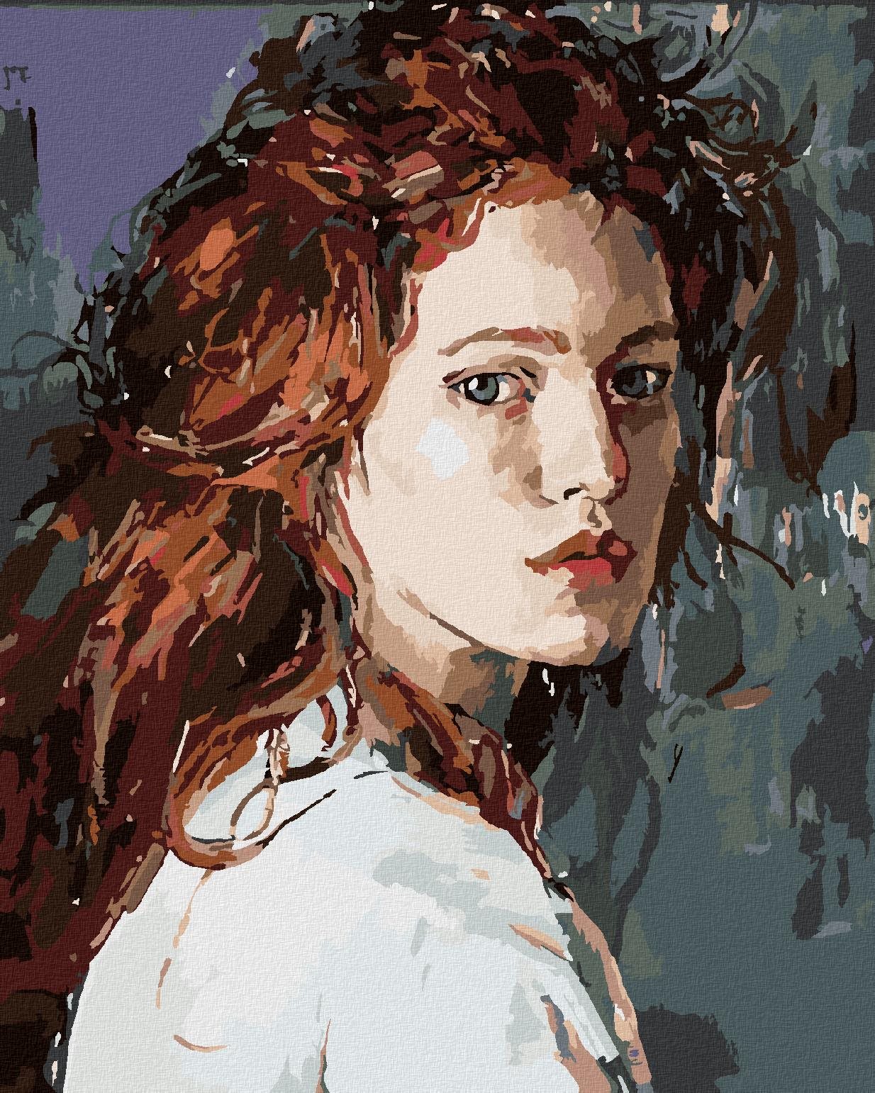 Diamondi – Diamantové maľovanie – MAĽOVANÁ ŽENA S RYŠAVÝMI VLASMI, 40 × 50 cm, bez rámu a bez vypnutia plátna