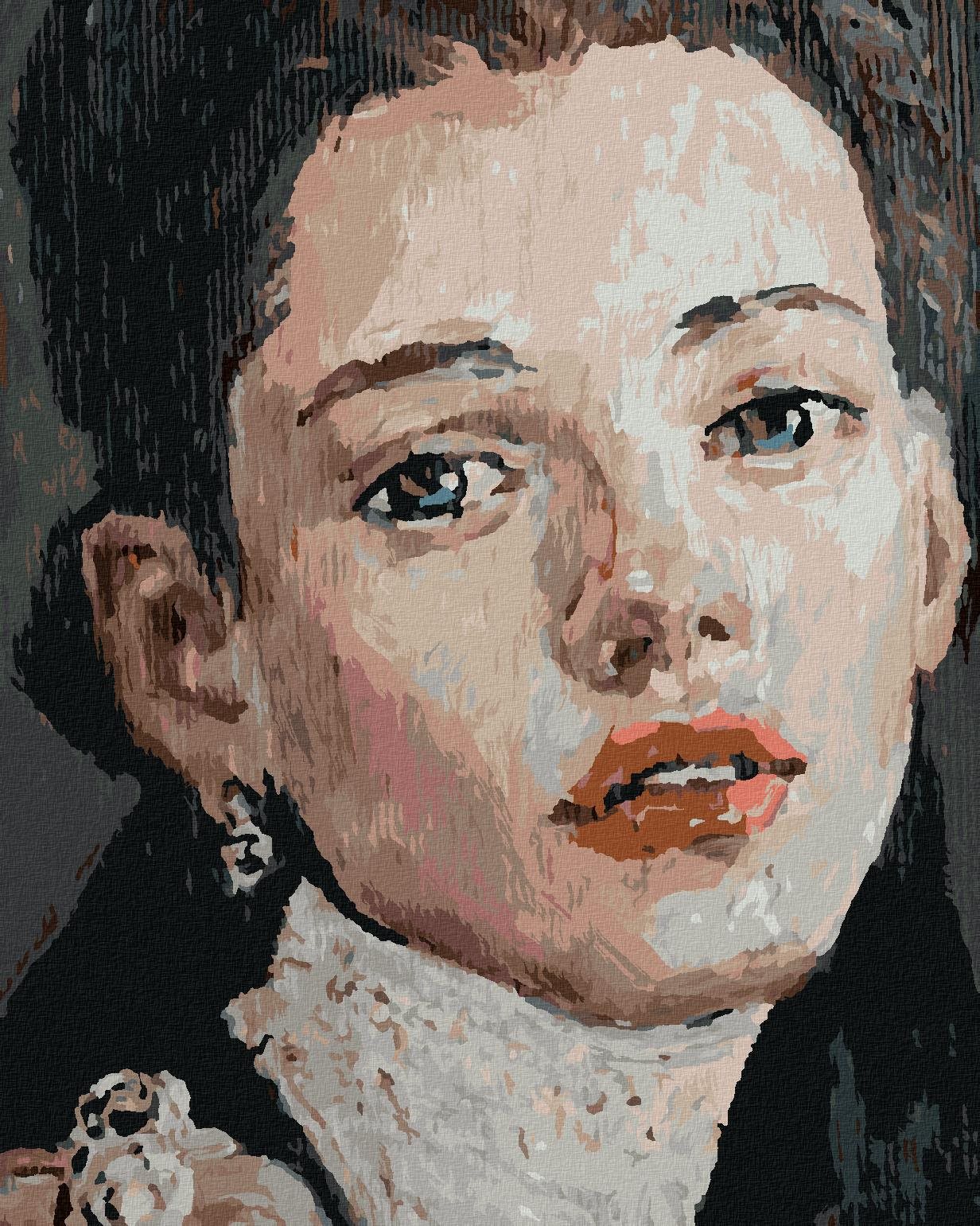 Diamondi – Diamantové maľovanie – MAĽOVANÁ ŽENA S PRENIKAVÝMI OČAMI, 40 × 50 cm, bez rámu a bez vypnutia plátna