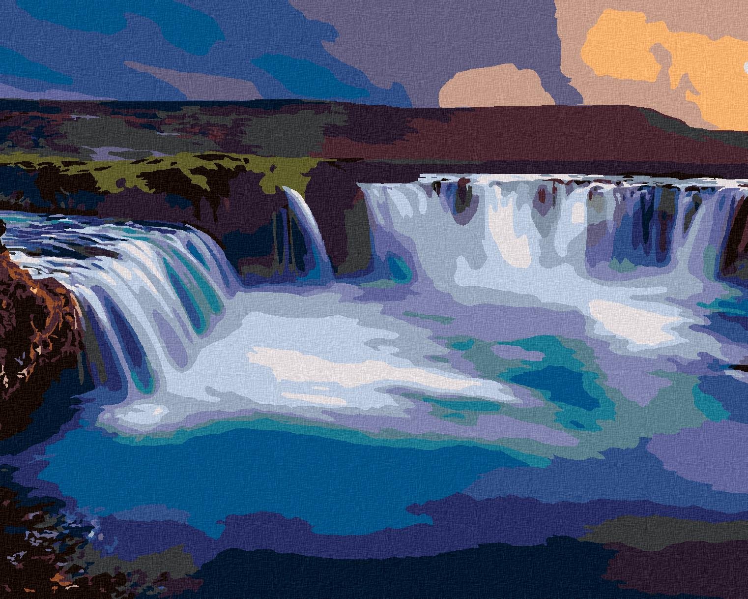 Diamondi – Diamantové maľovanie – VODOPÁD NA ISLANDE, 40 × 50 cm, bez rámu a bez vypnutia plátna