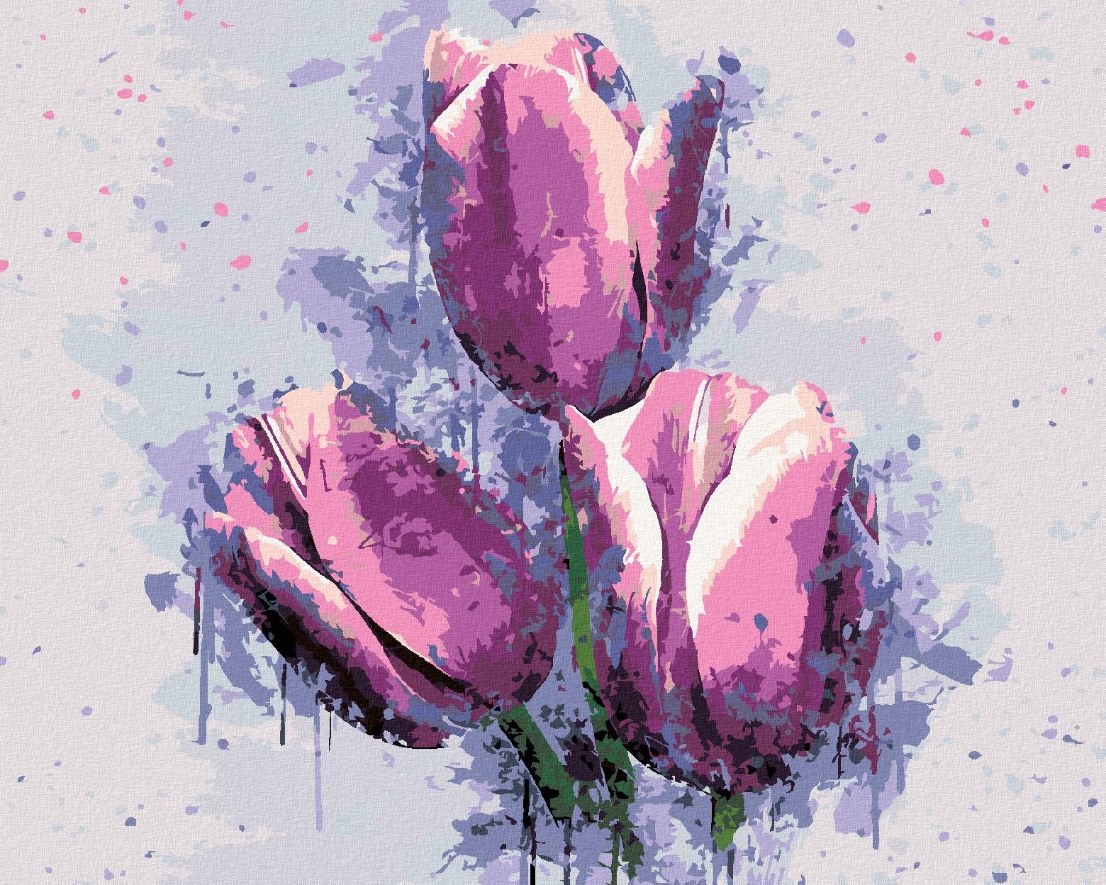 Diamondi – Diamantové maľovanie – MAĽOVANÉ TULIPÁNY, 40 × 50 cm, bez rámu a bez vypnutia plátna