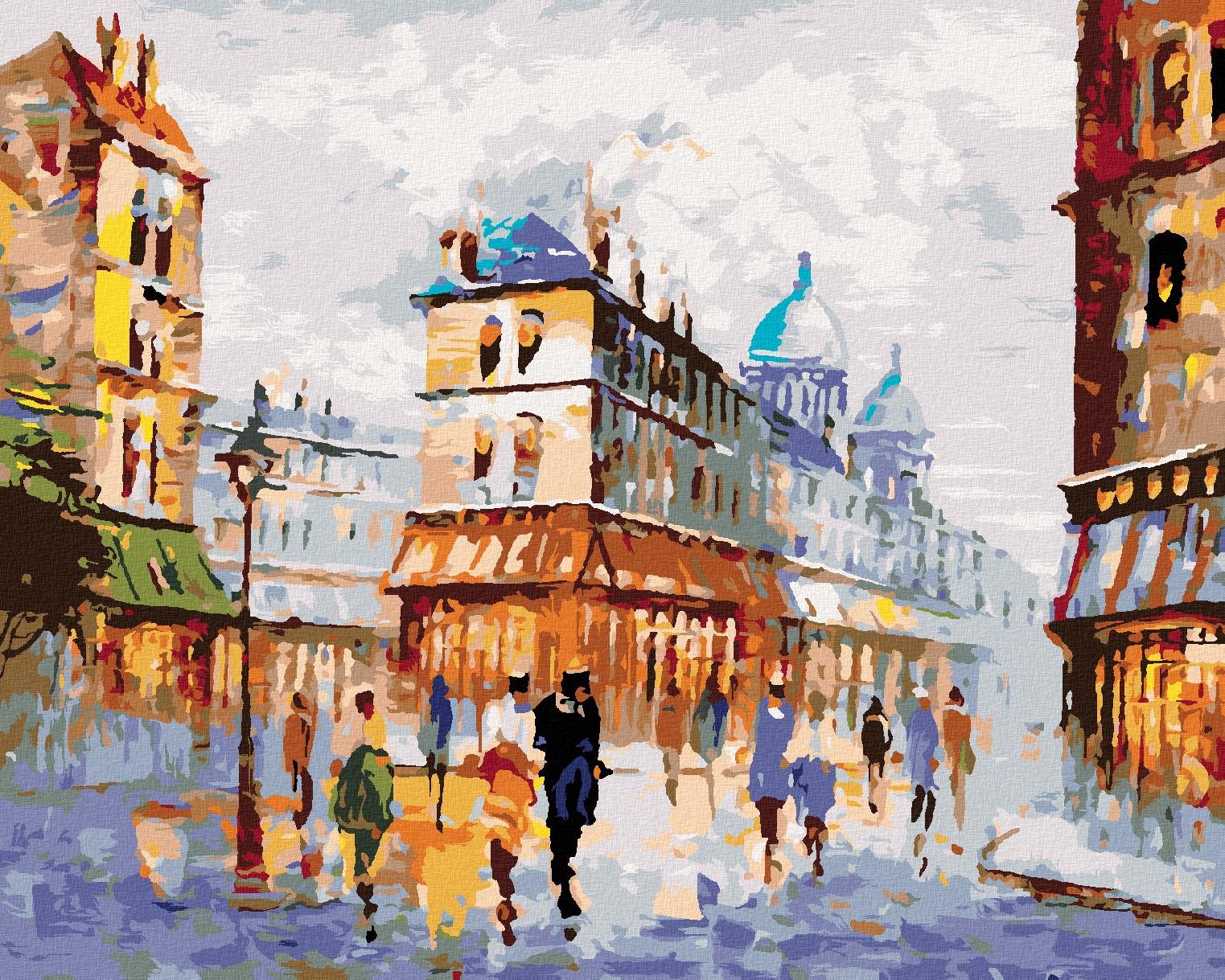 Diamondi – Diamantové maľovanie – POHĽAD NA ULICU PARÍŽ, 40 × 50 cm, bez rámu a bez vypnutia plátna