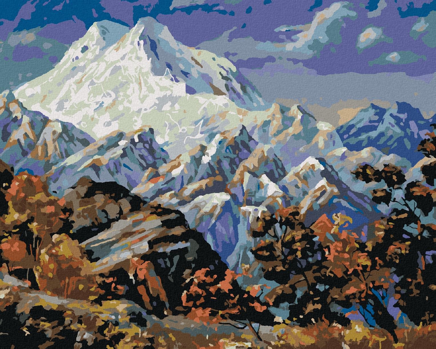 Diamondi – Diamantové maľovanie – POHĽAD NA HORU ELBRUS, 40 × 50 cm, bez rámu a bez vypnutia plátna