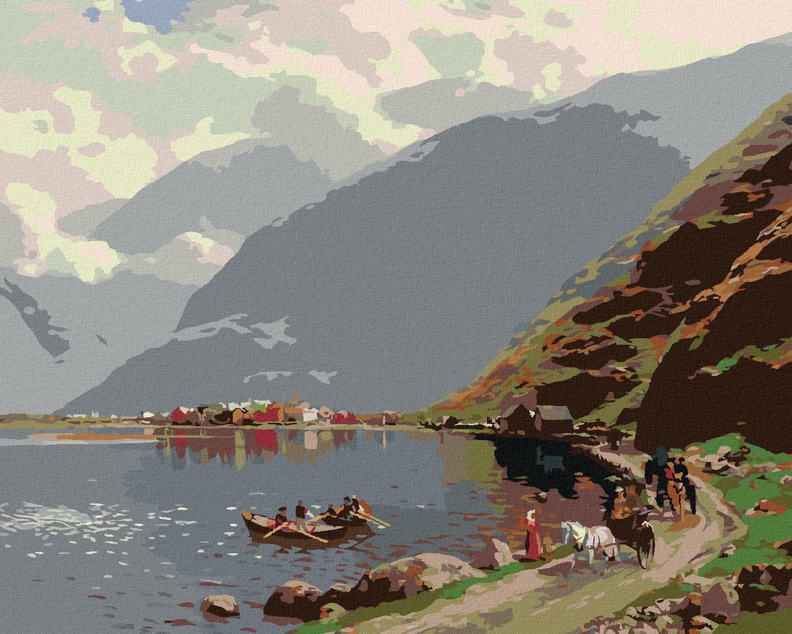 Diamondi – Diamantové maľovanie – POHĽAD NA LARDALSOYRI (THEMISTOKLES VON ECKENBRECHER), 40 × 50 cm, bez rámu a bez vypnutia plátna