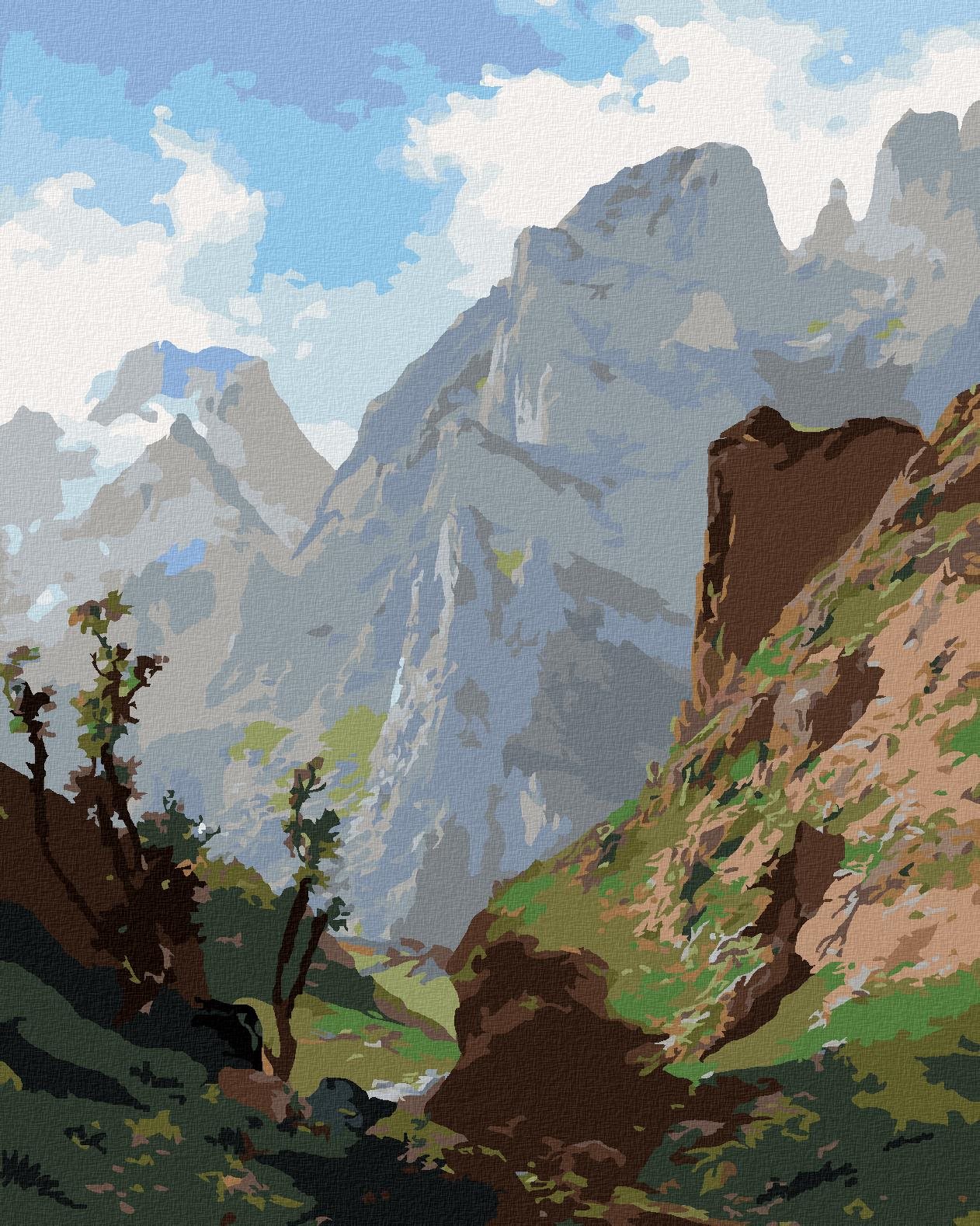 Diamondi – Diamantové maľovanie – VRCHOLY EURÓPY (CARLOS DE HAES), 40 × 50 cm, bez rámu a bez vypnutia plátna