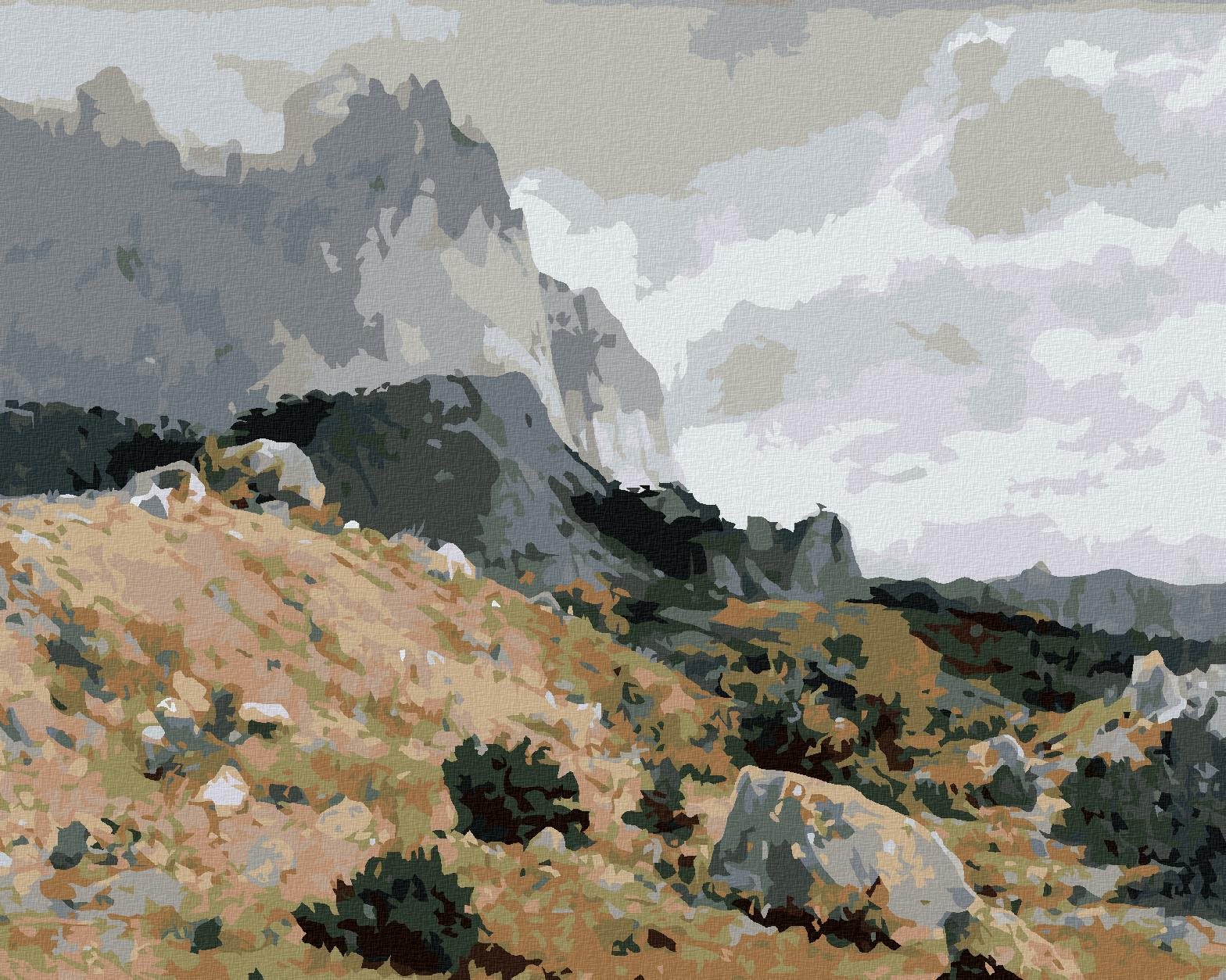 Diamondi – Diamantové maľovanie – SKALNATÁ KRAJINA (IVAN SHISHKIN), 40 × 50 cm, bez rámu a bez vypnutia plátna
