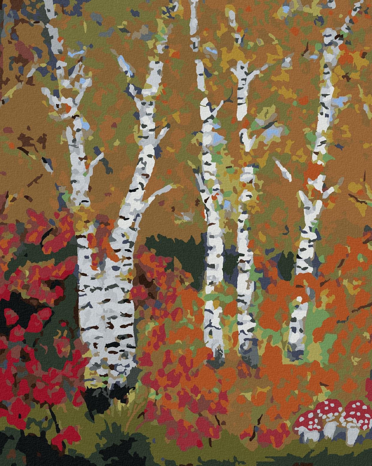 Diamondi – Diamantové maľovanie – BREZY NA JESEŇ, 40 × 50 cm, bez rámu a bez vypnutia plátna