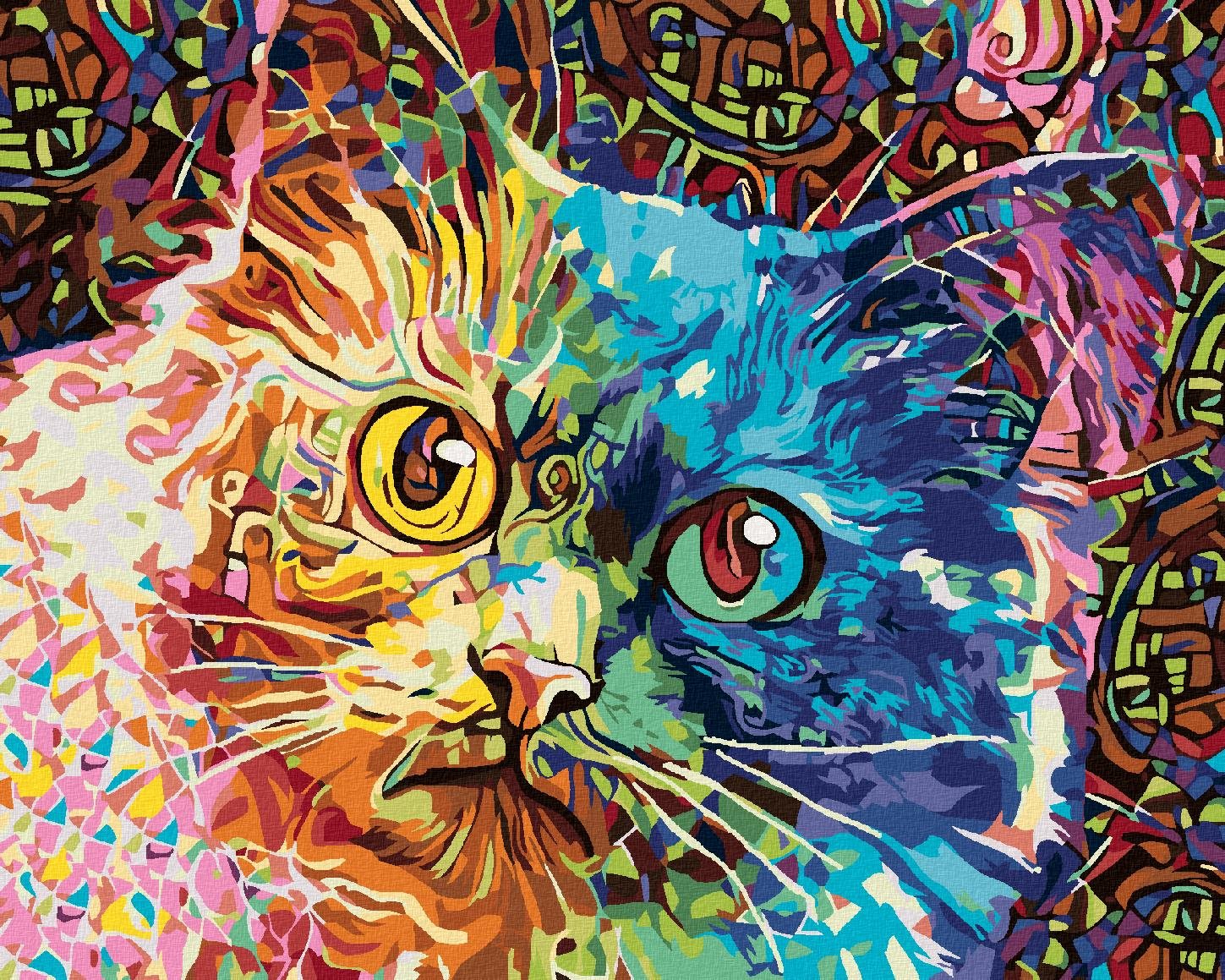 Diamondi – Diamantové maľovanie – FAREBNÁ MAĽOVANÁ MAČKA, 40 × 50 cm, bez rámu a bez vypnutia plátna