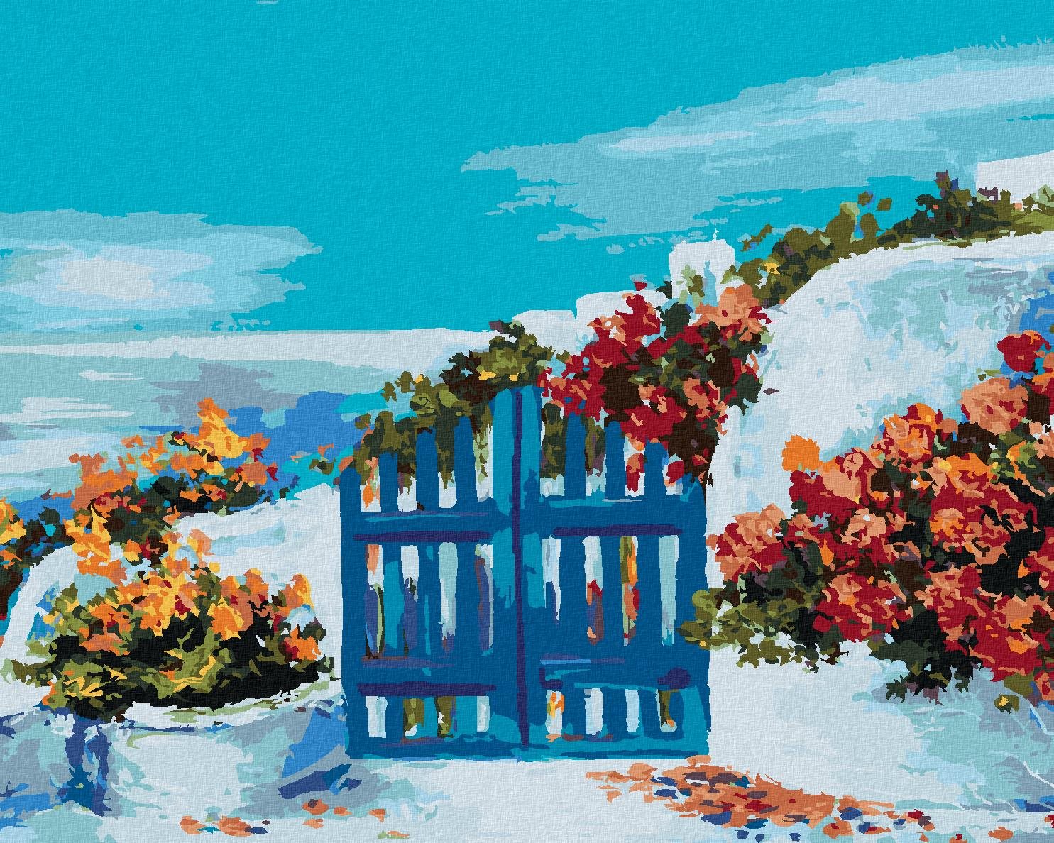 Diamondi – Diamantové maľovanie – ZÁHRADKA NA SANTORINI, 40 × 50 cm, bez rámu a bez vypnutia plátna