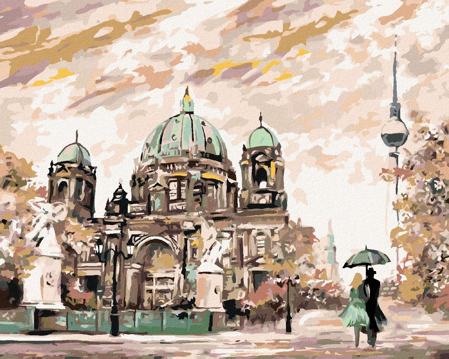 Diamondi – Diamantové maľovanie – POULIČNÝ POHĽAD NA BERLÍN, 40 × 50 cm, bez rámu a bez vypnutia plátna