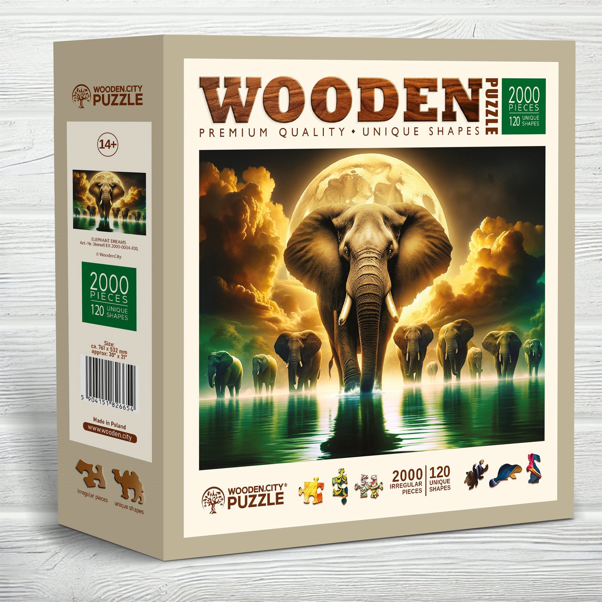 WOODEN CITY drevené puzzle - Slonie sny 2000 dielikov