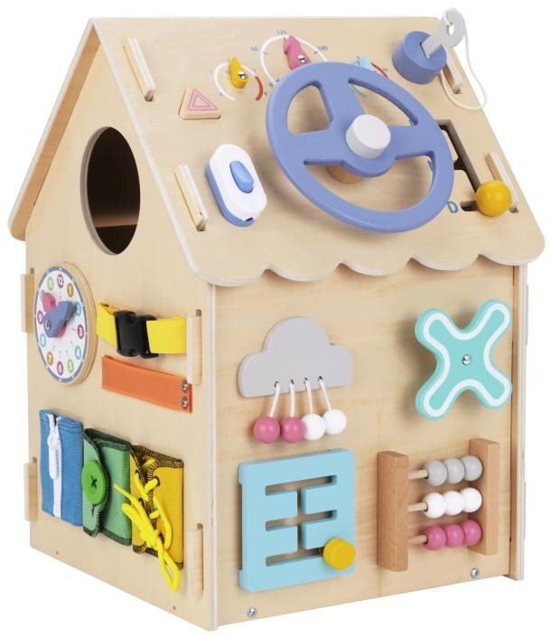 eliNeli Drevený activity board domček, natur