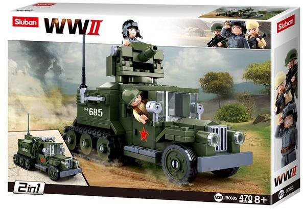 Sluban WWII M38-B0685 Sovietsky polopásový automobil 2 v 1 – Half-Track