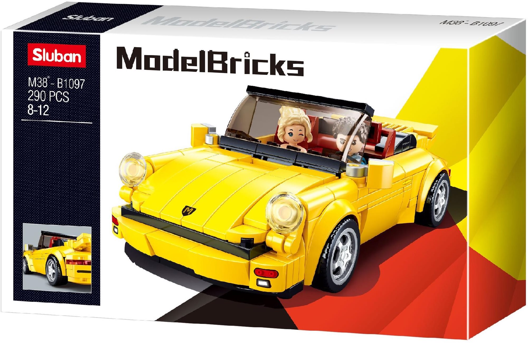 Sluban Model Bricks M38-B1097 Nemecký žltý športový automobil