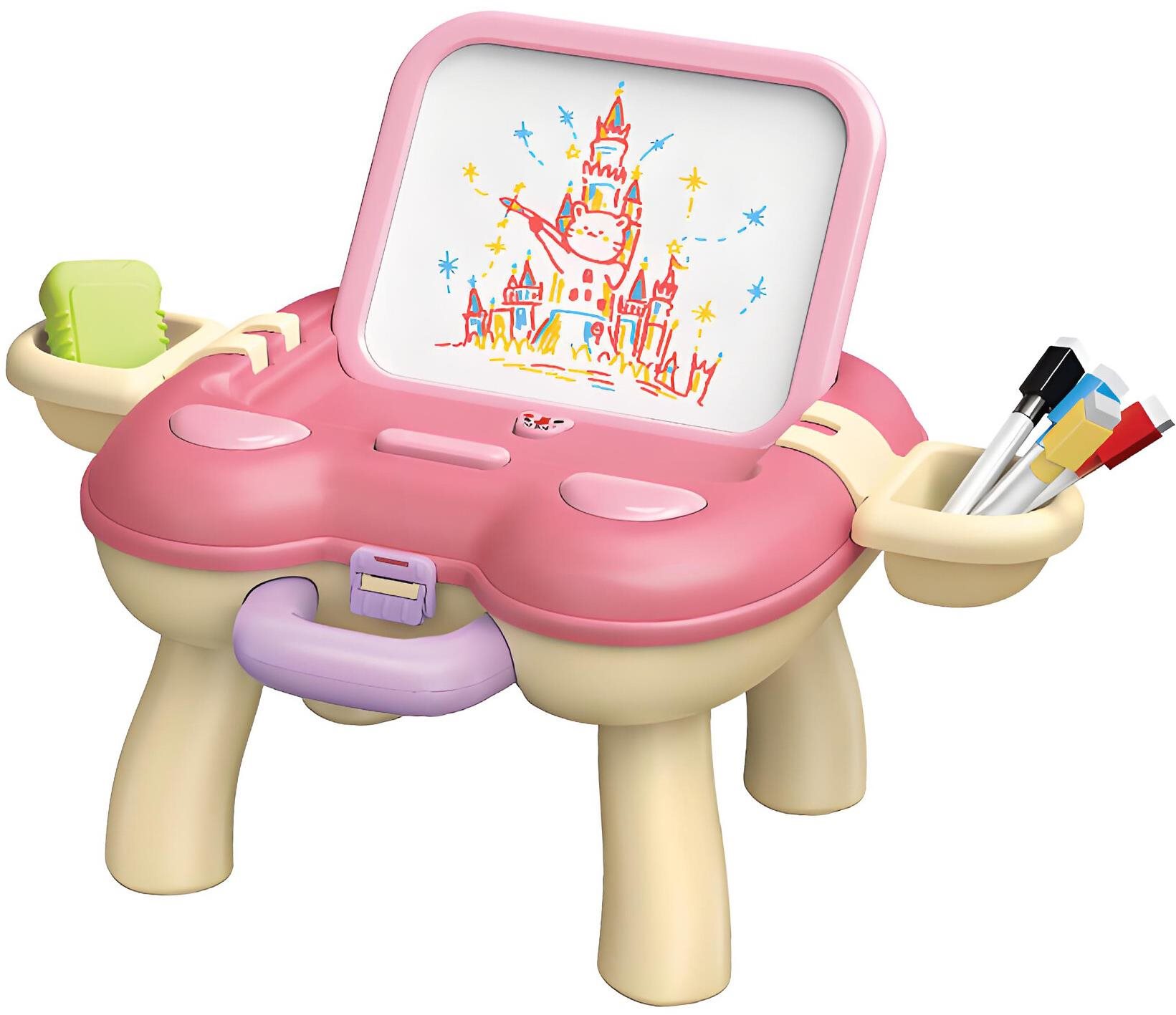 Aga4Kids Detská tabuľa so stolíkom ružová