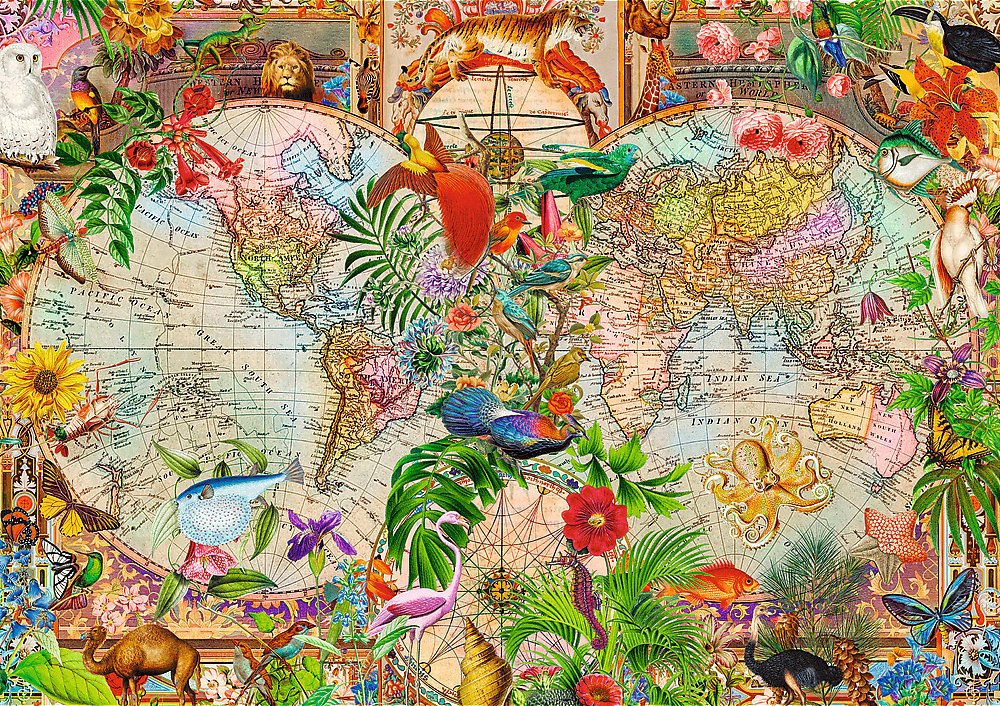 TREFL Puzzle Premium Plus Tea Time: Antická mapa sveta 1000 dielikov