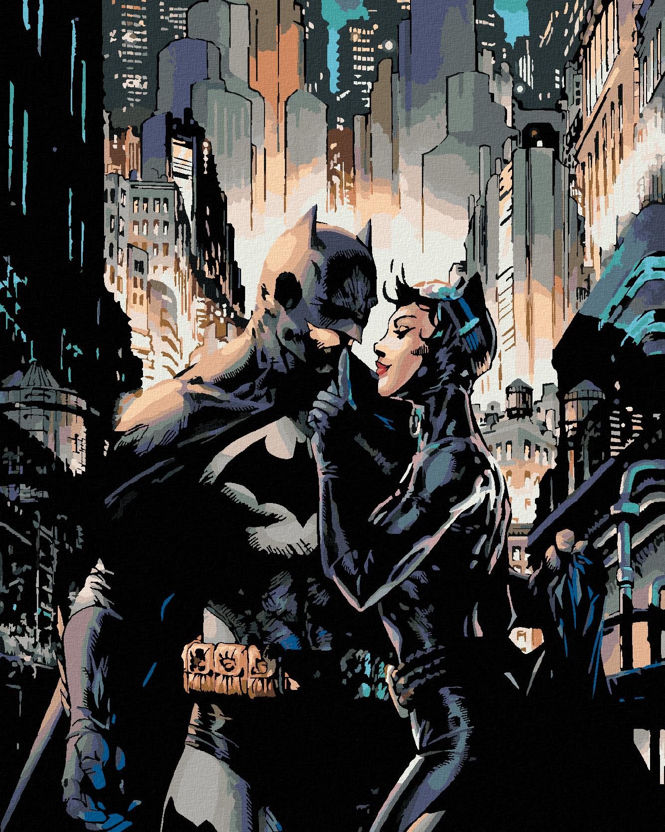 Zuty – Batman a Catwoman, 40×50 cm, vypnuté plátno na rám