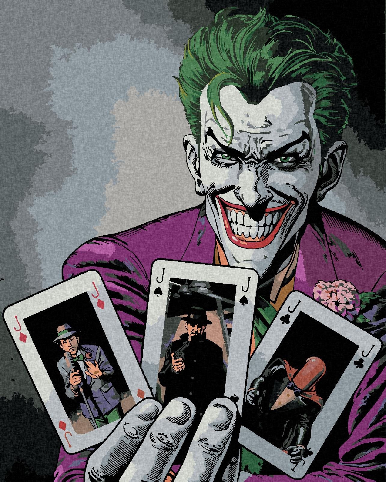 Zuty – Joker a karty (Batman), 40 × 50 cm, plátno napnuté na rám