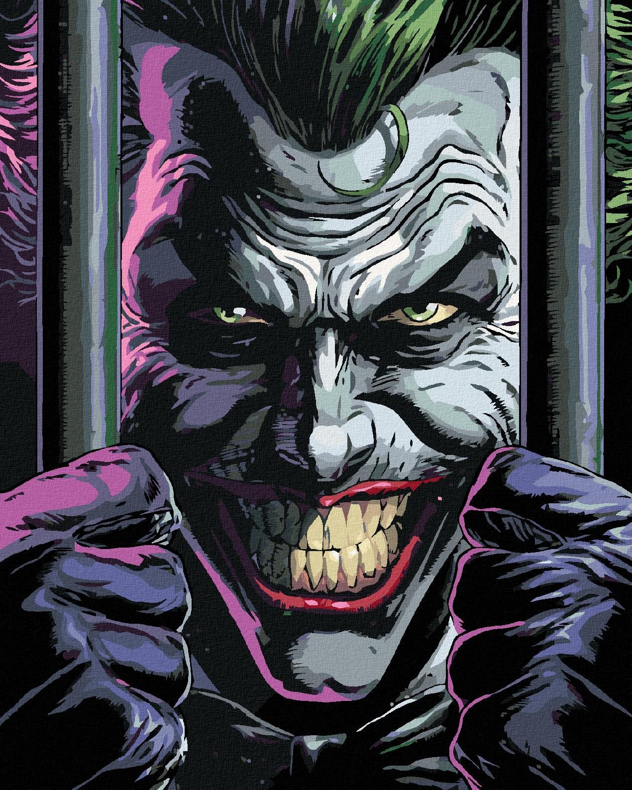 Zuty – Joker za mrežami (Batman), 40 × 50 cm, vypnuté plátno na rám