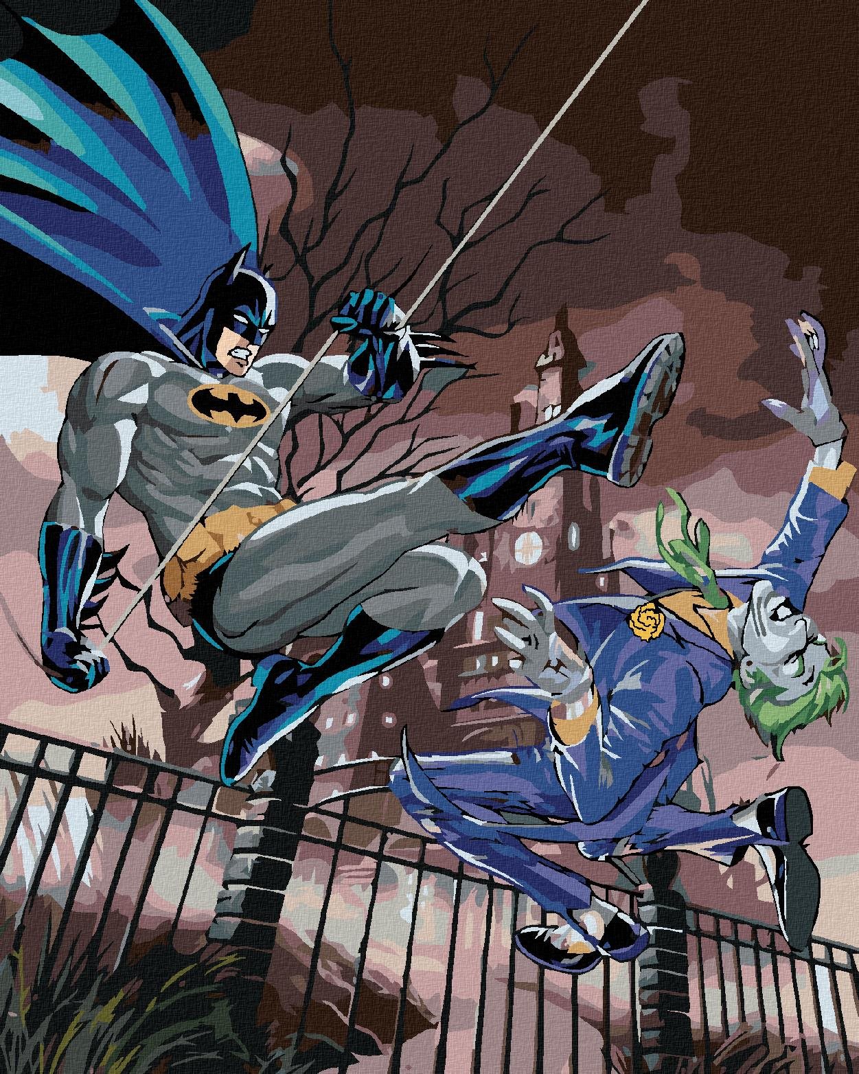 Zuty – Batman a Joker v boji, 40 × 50 cm, plátno napnuté na rám