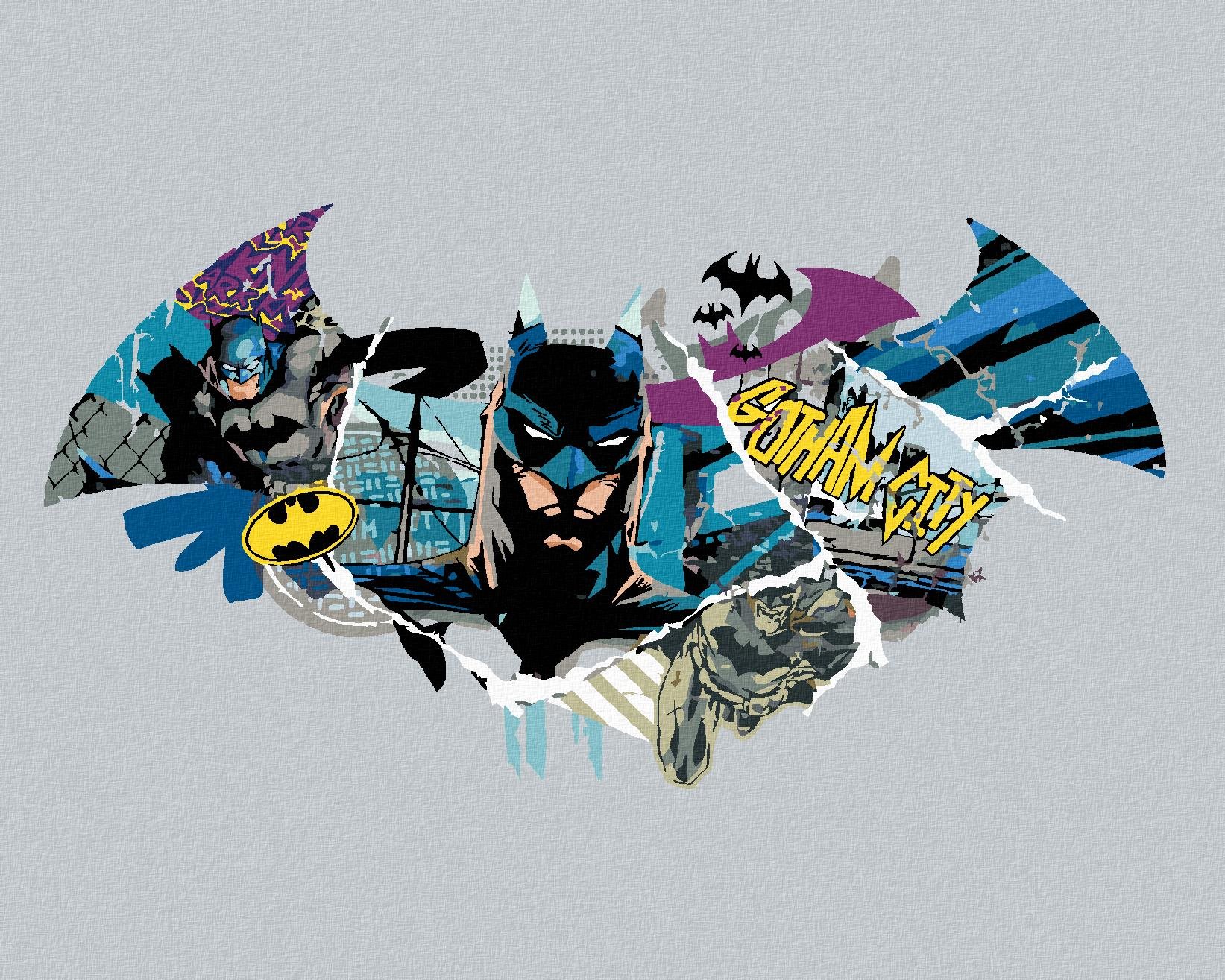 Zuty – Batman a logo, 40 × 50 cm, bez rámu a bez napnutia plátna