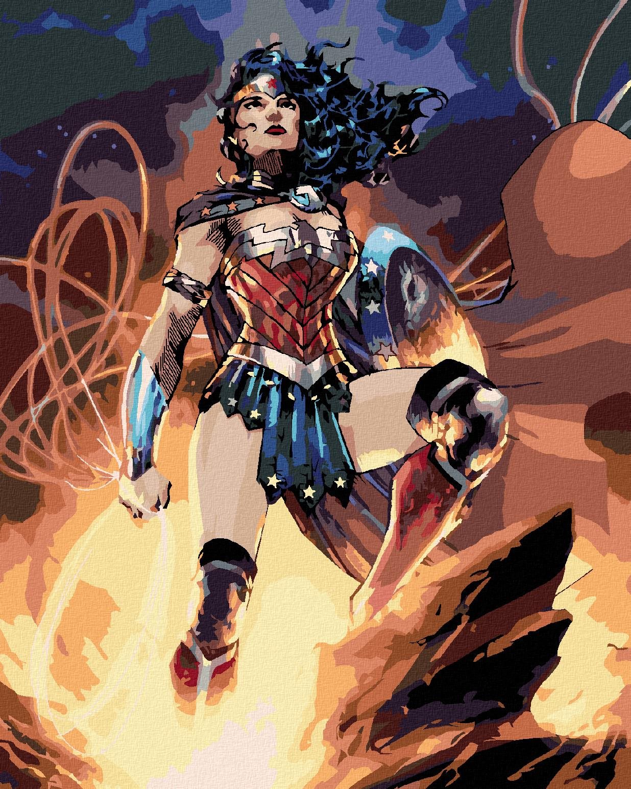 Zuty – Wonder Woman na skale, 40×50 cm, vypnuté plátno na rám