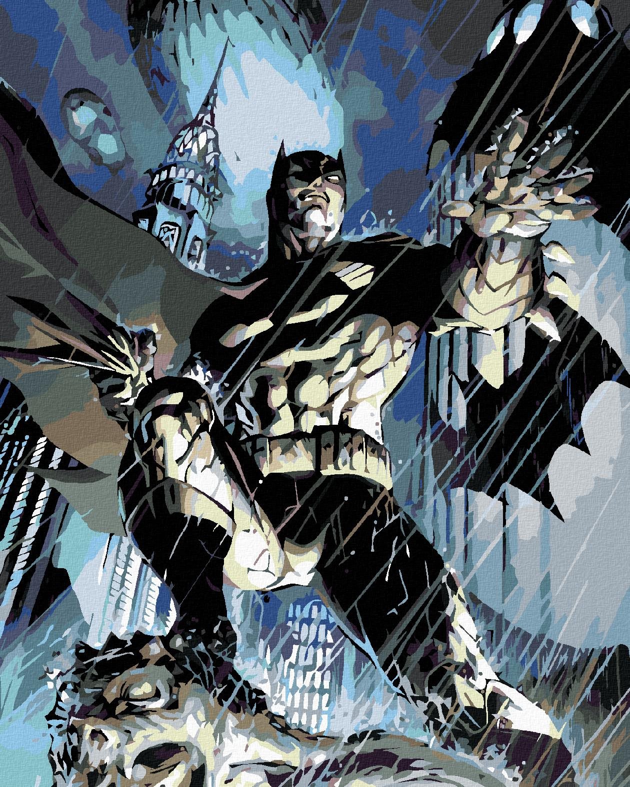 Zuty – Batman v daždi, 40 × 50 cm, bez rámu a bez vypnutia plátna