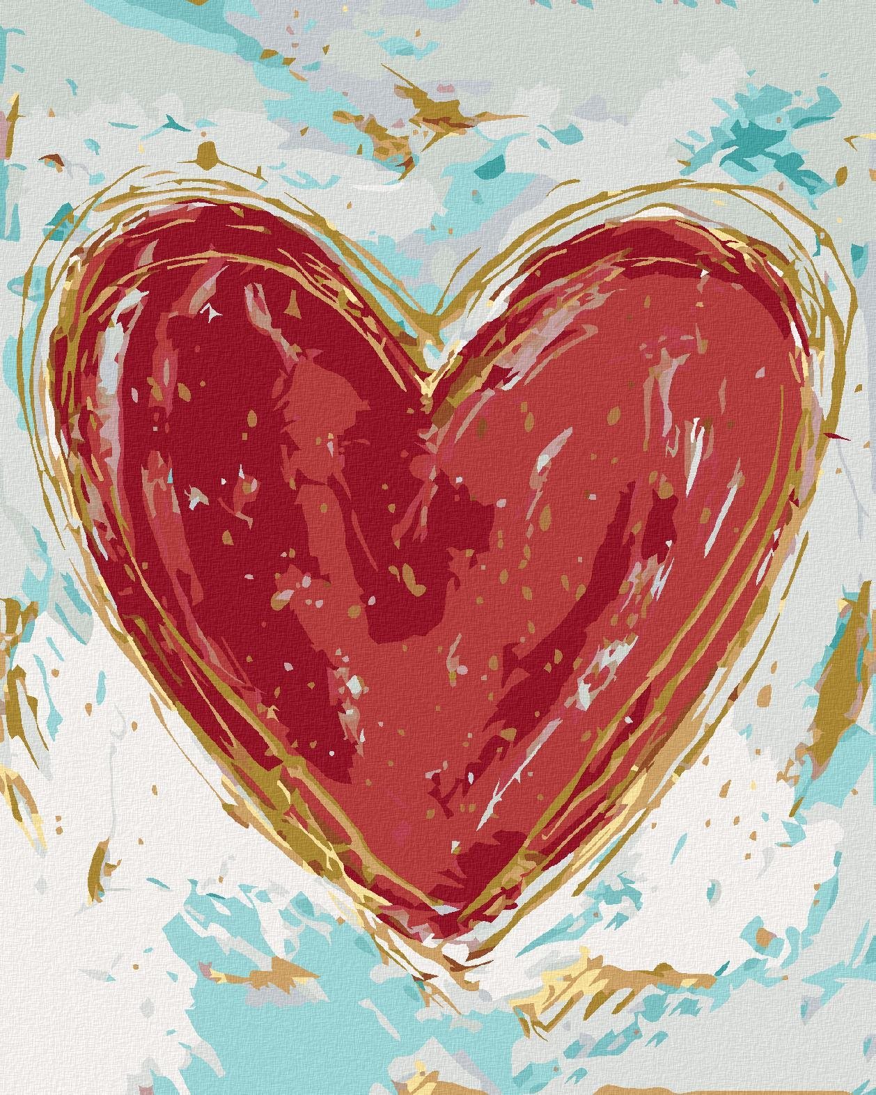 Červené srdce na farebnom pozadí (Haley Bush), 40×50 cm, bez rámu a bez vypnutia plátna